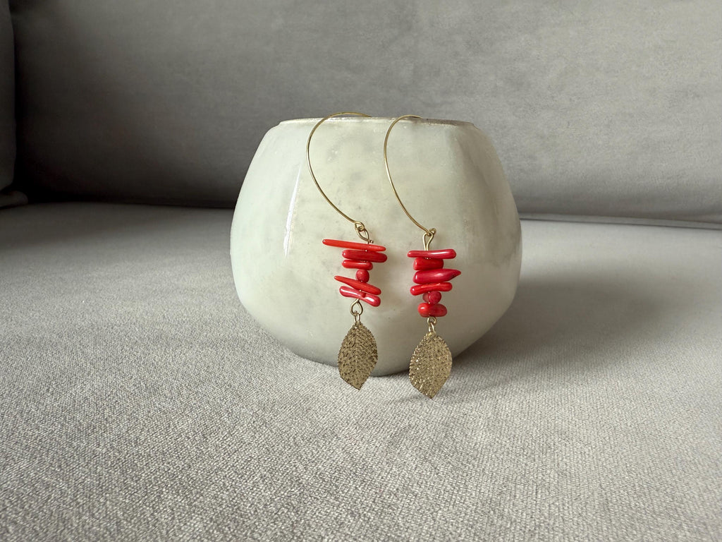 Redwood Leaf Hoop Earrings