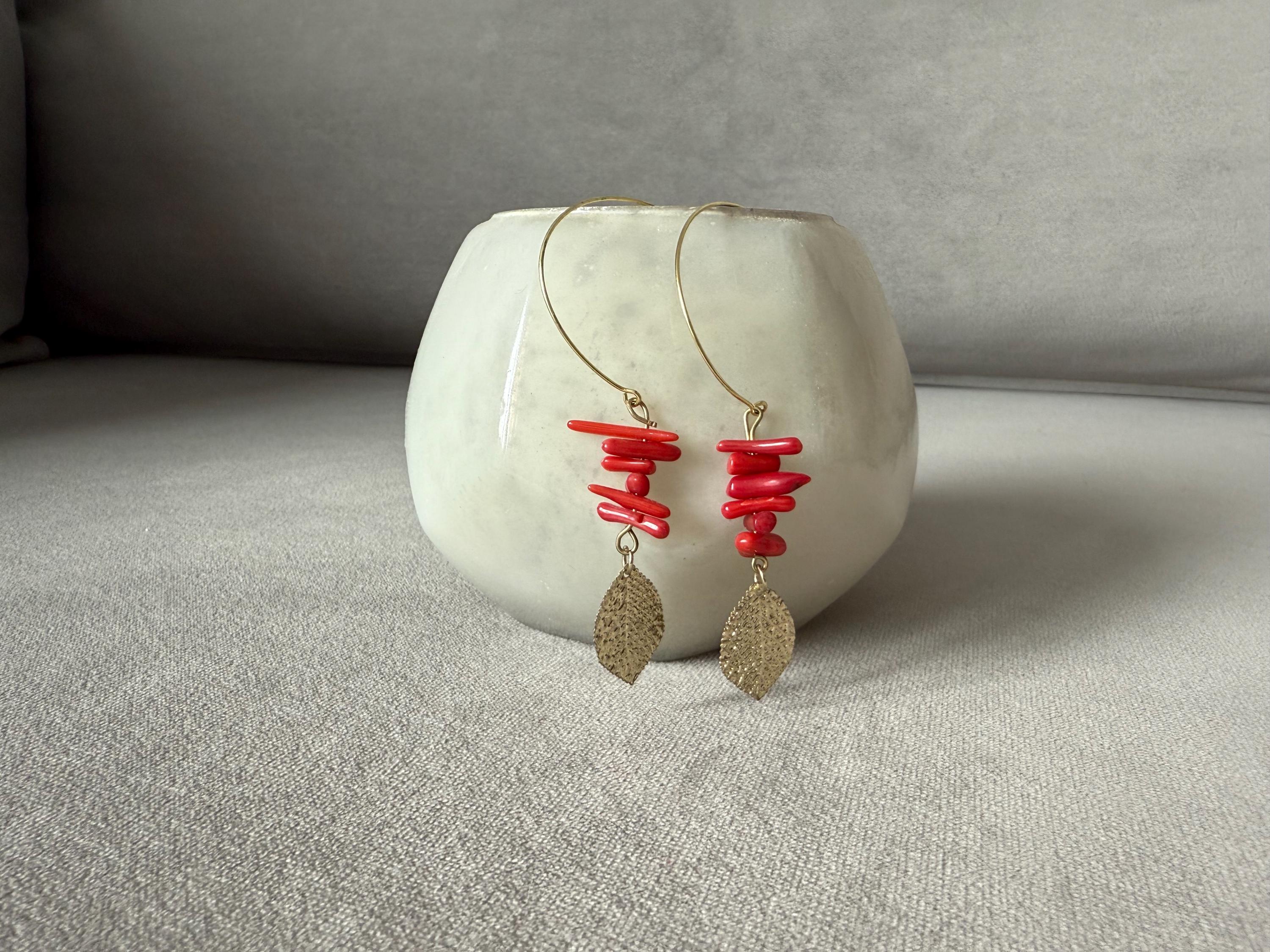 Redwood Leaf Hoop Earrings