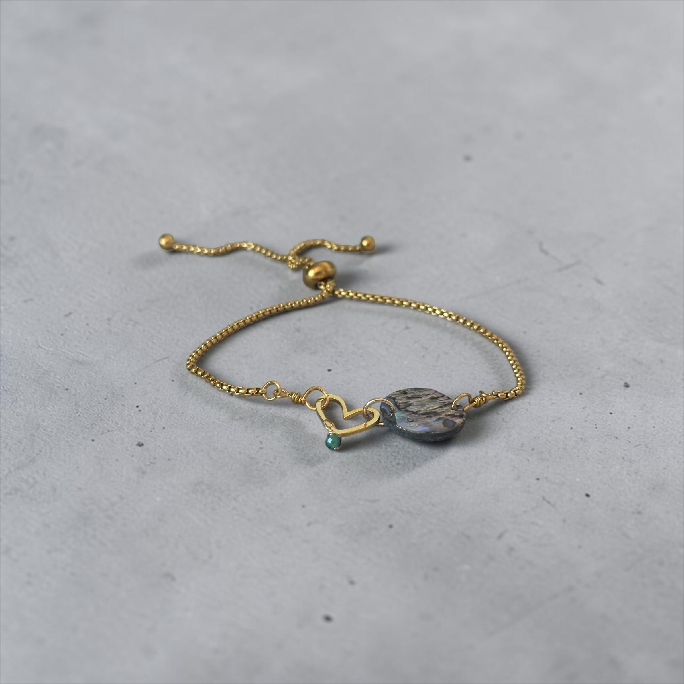 Ocean Reverie Heart Slider Bolo Bracelet — Abalone Muse