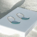 Sea Arc Earrings – Aqua Curve + Silver Drop