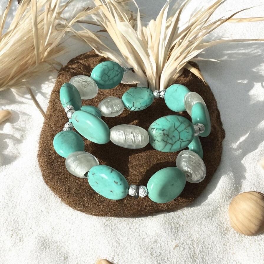 Coastal Turquoise Orbit Wrap Bracelet