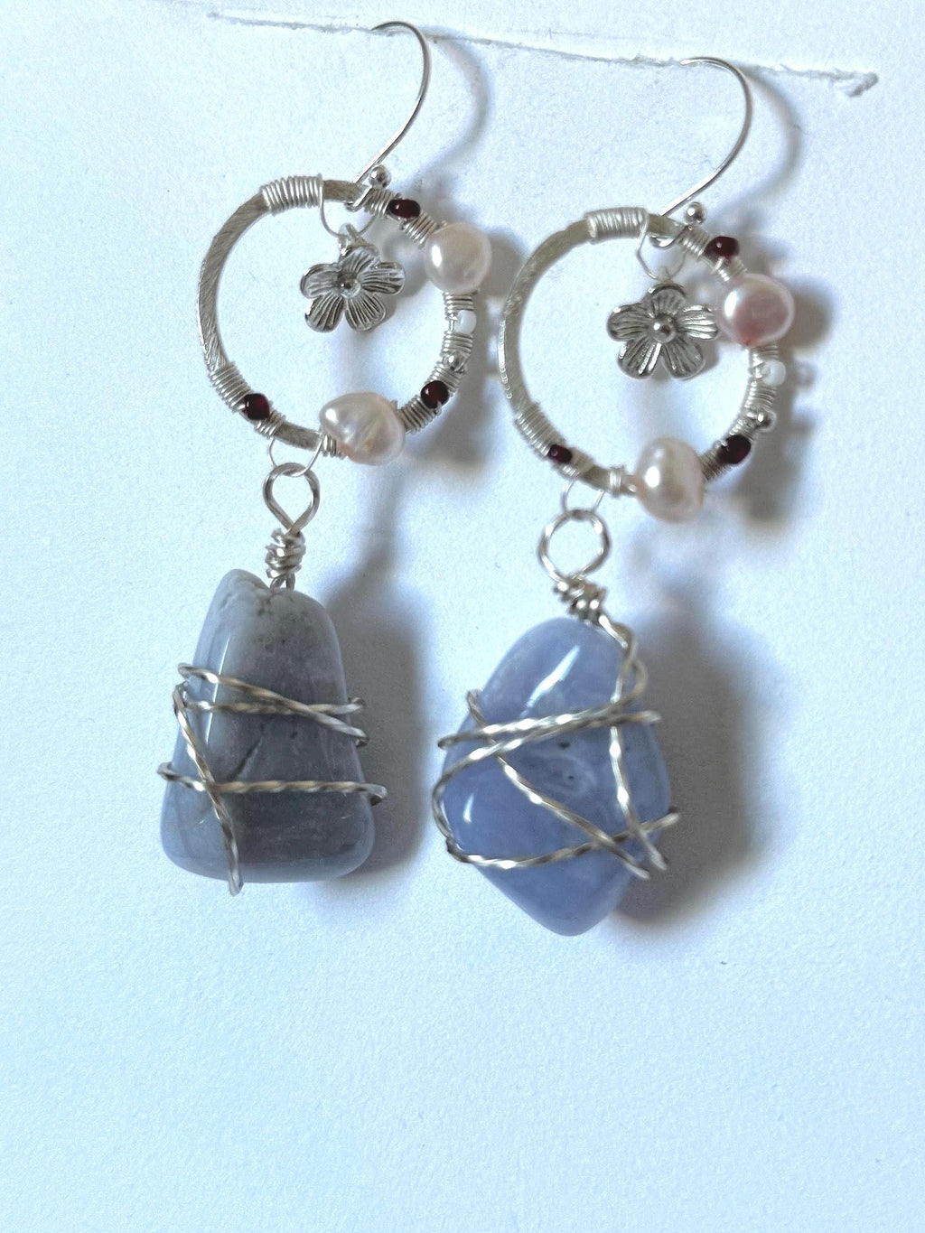 Twilight Bloom: Blue Lace Agate Earrings