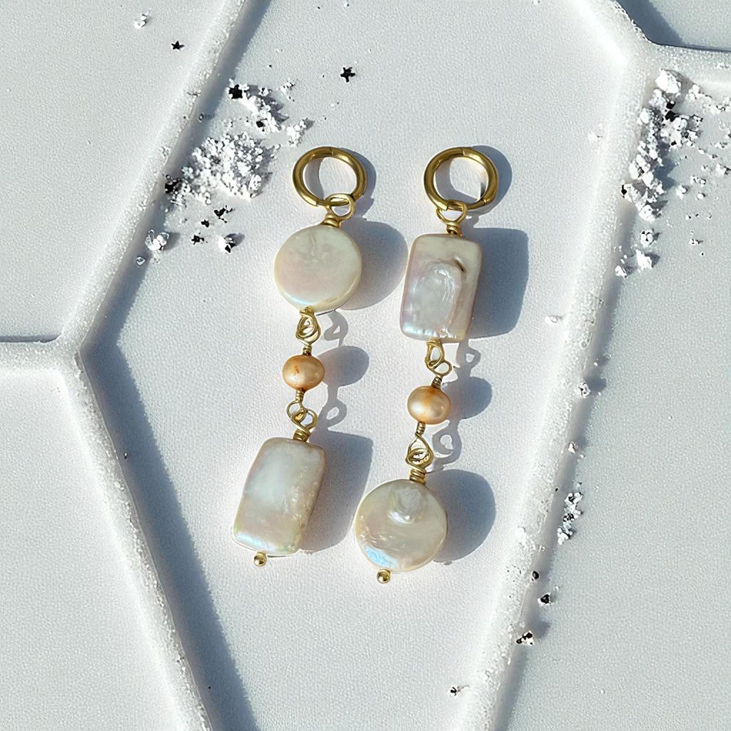 Golden Tide Pearl Drop Earrings