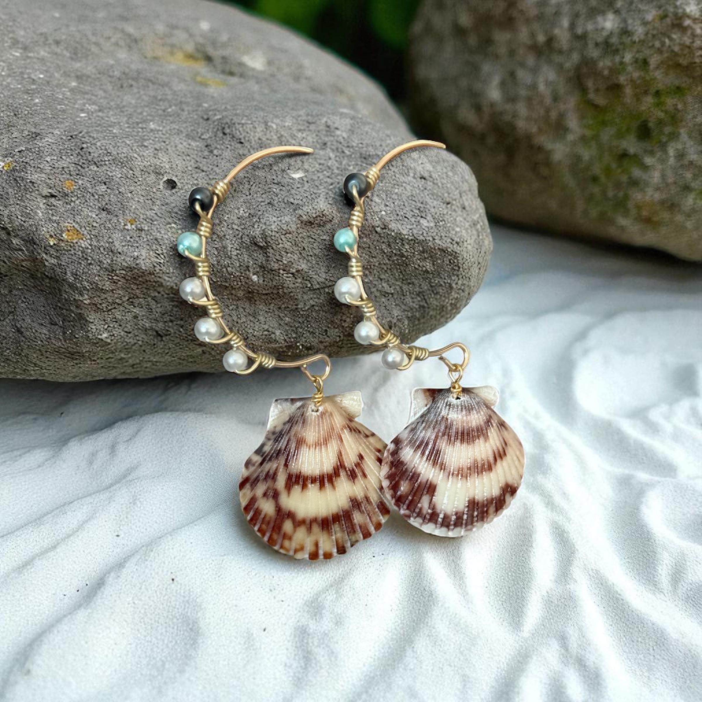 Luxe Vietnamese Shell Hoop Earrings