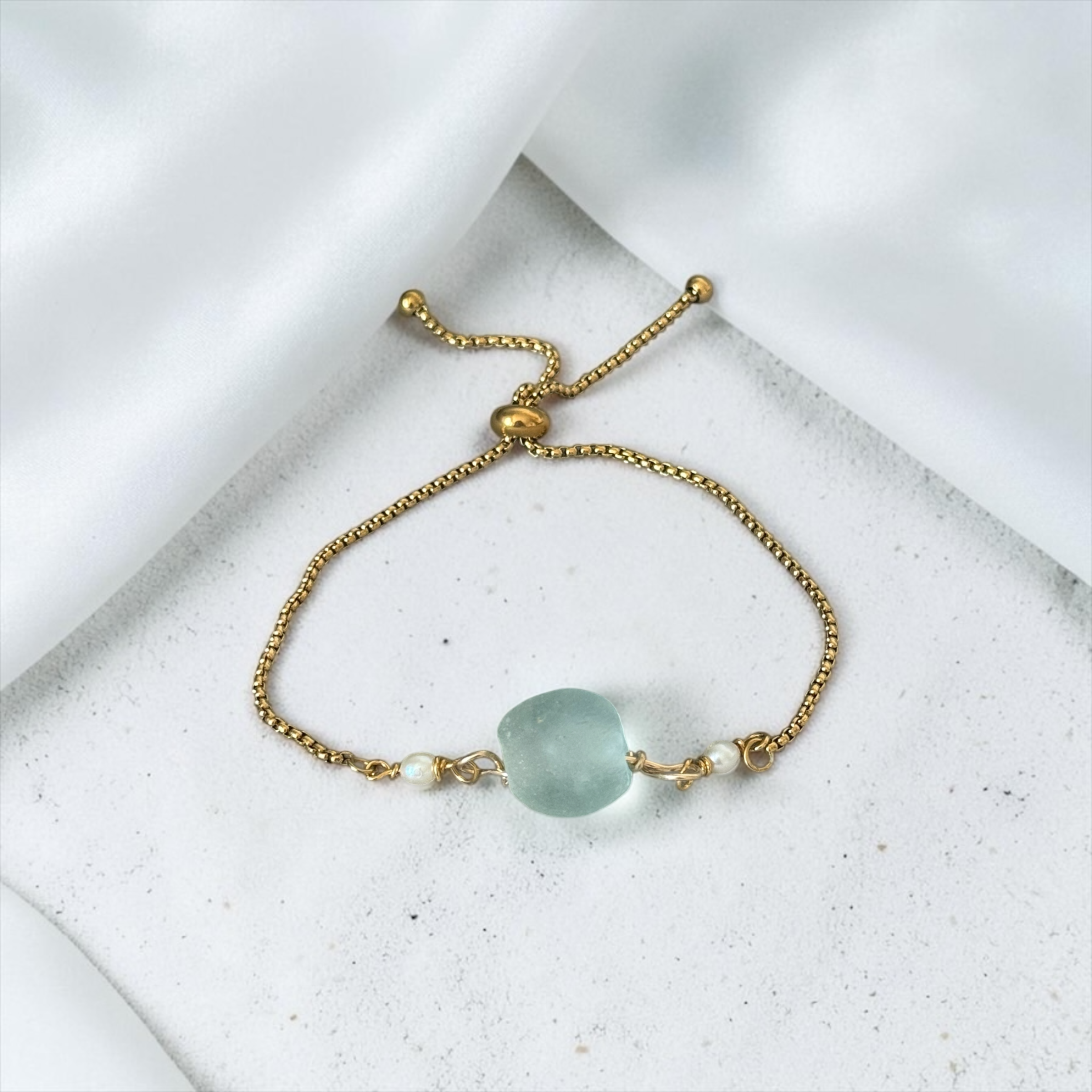 Seafoam Drift Slider Bolo Bracelet — Coastal Muse Collection