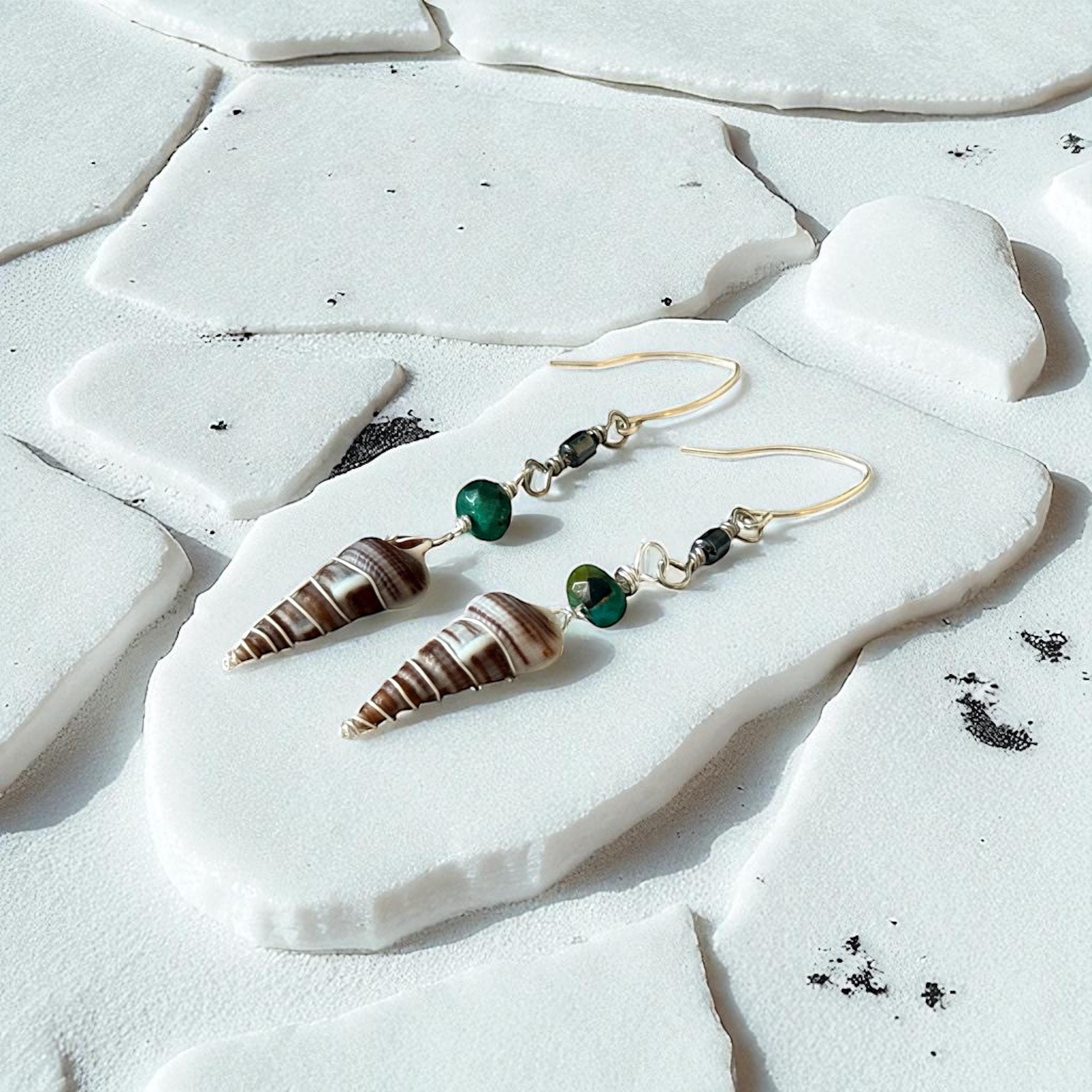 Twisted Metal Hawaiian Shell Earrings