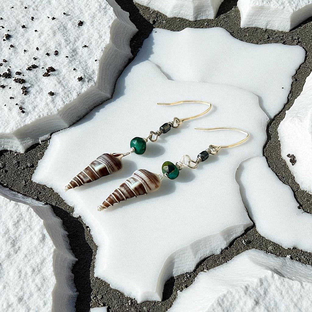 Twisted Metal Hawaiian Shell Earrings