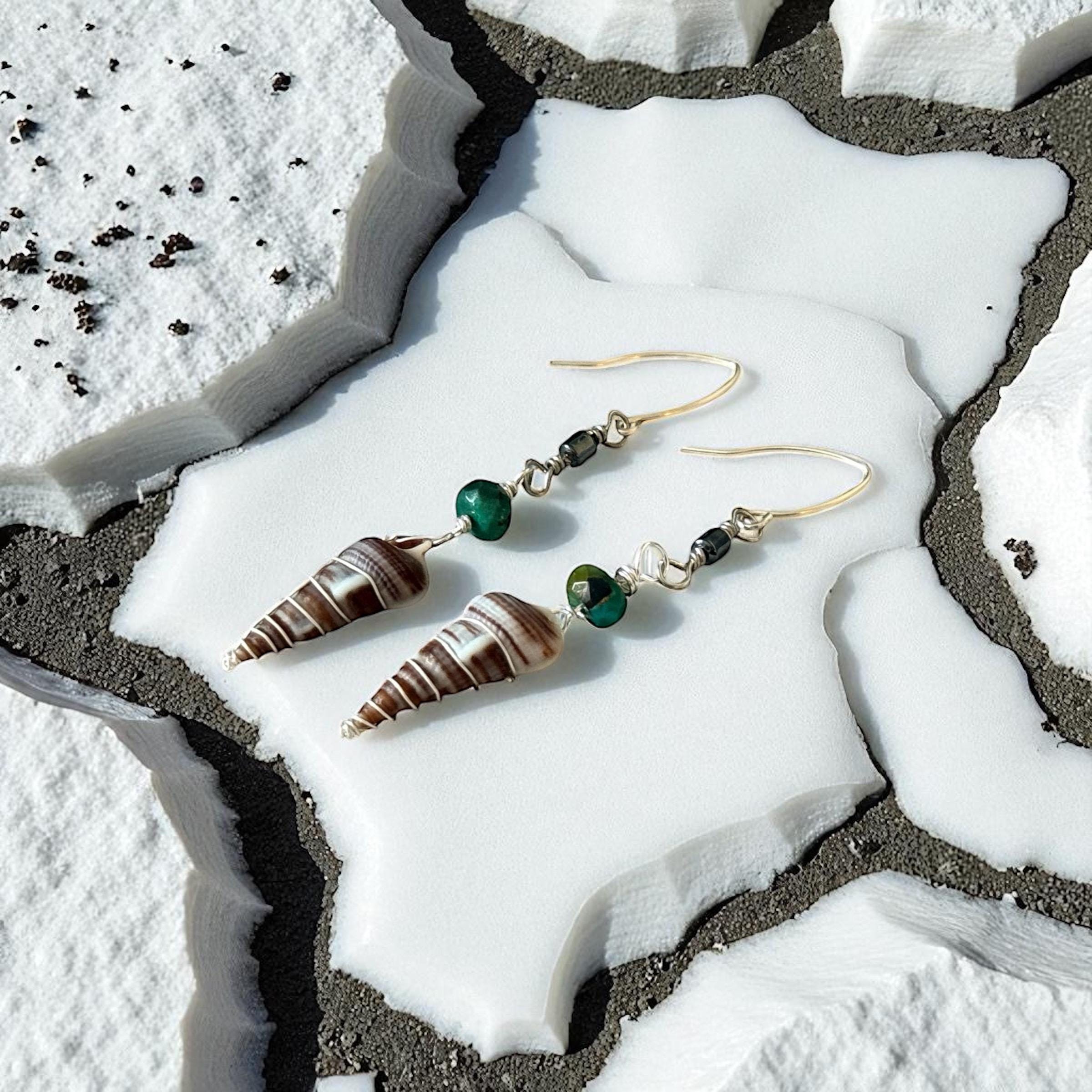 Twisted Metal Hawaiian Shell Earrings