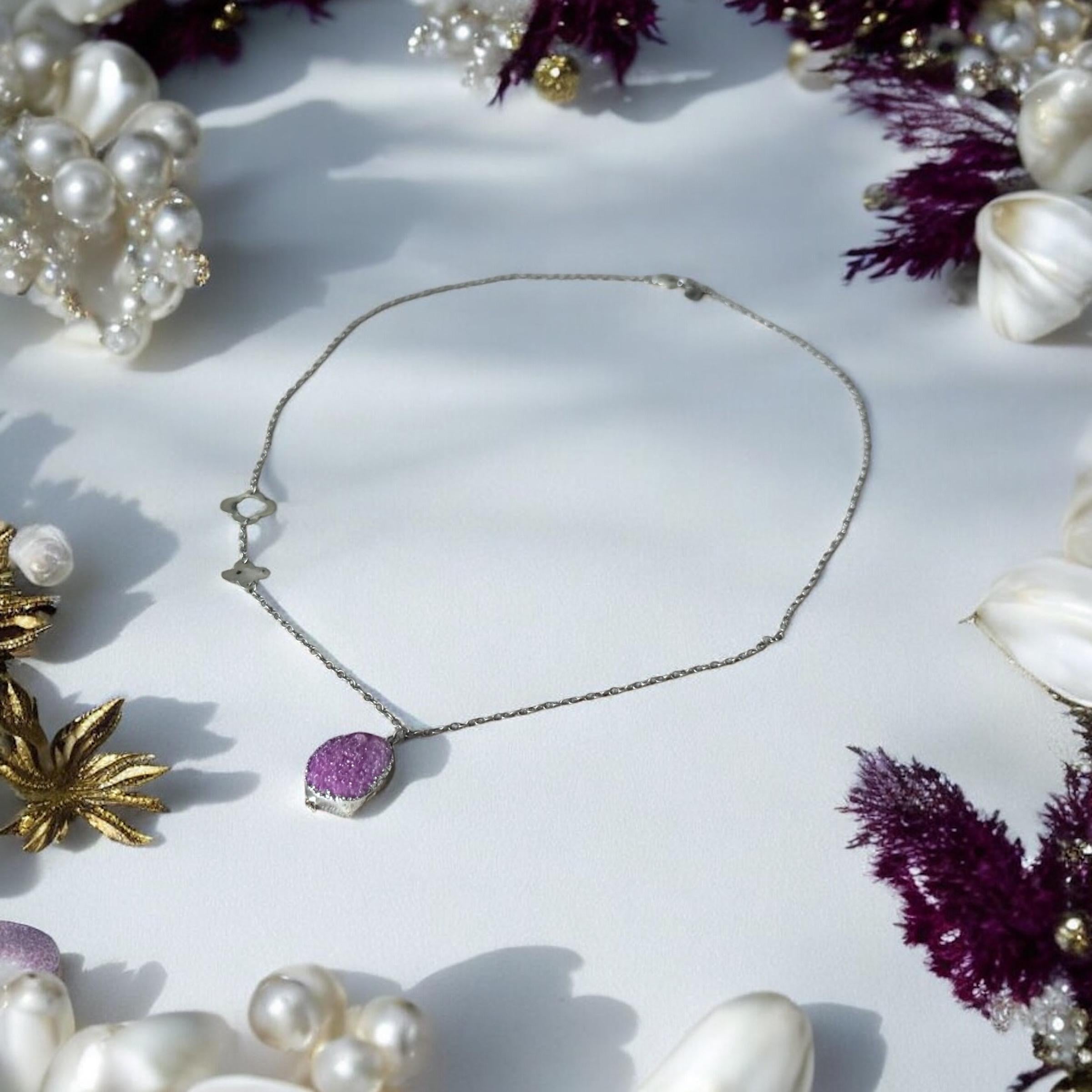 Violet Vein Ore Fossil Necklace