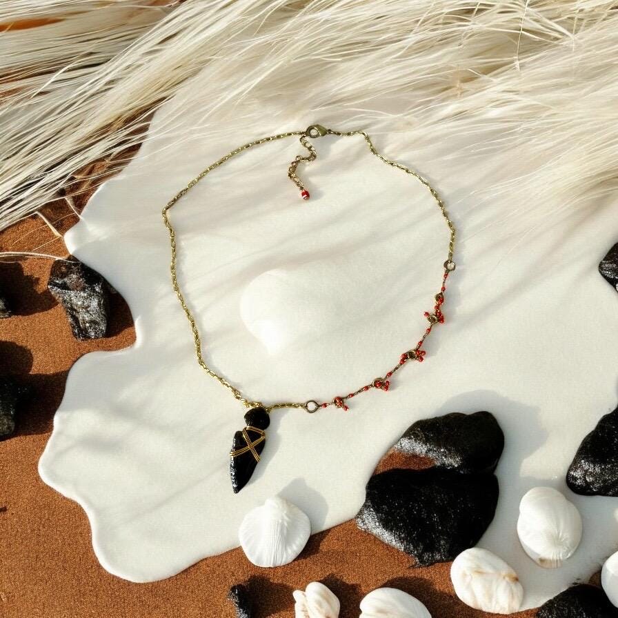 Night Obsidian Arrowhead  Necklace