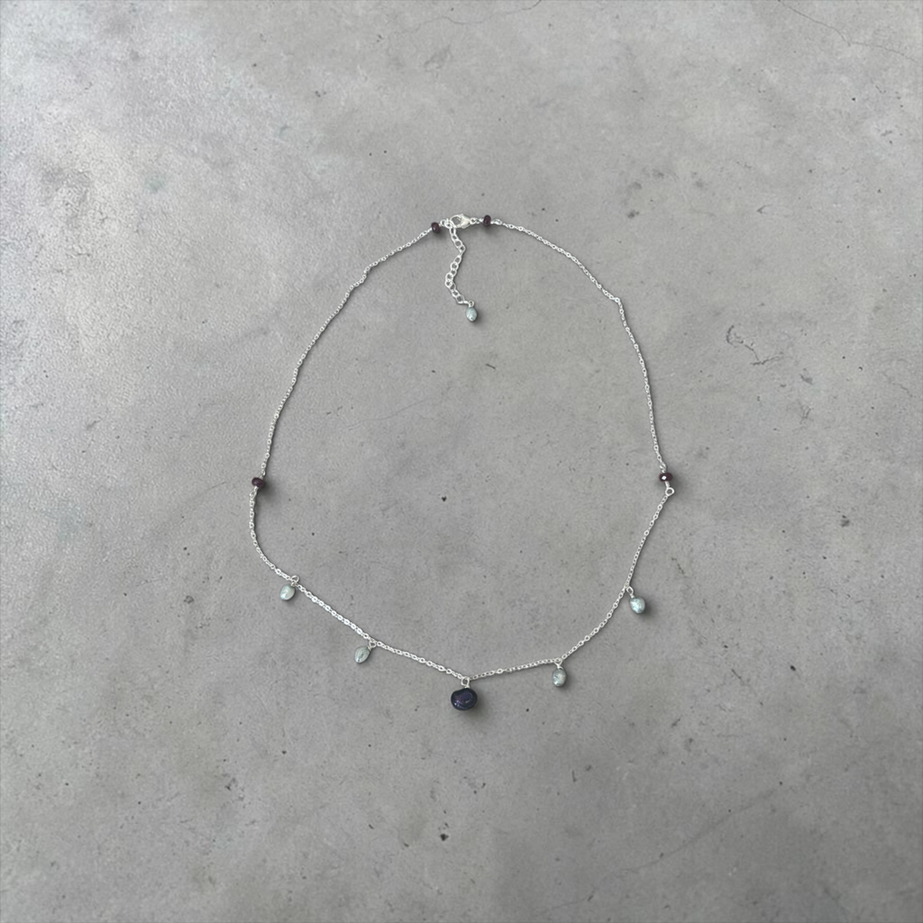 Nocturne Tide Pearl Necklace — Garnet Drift Edition