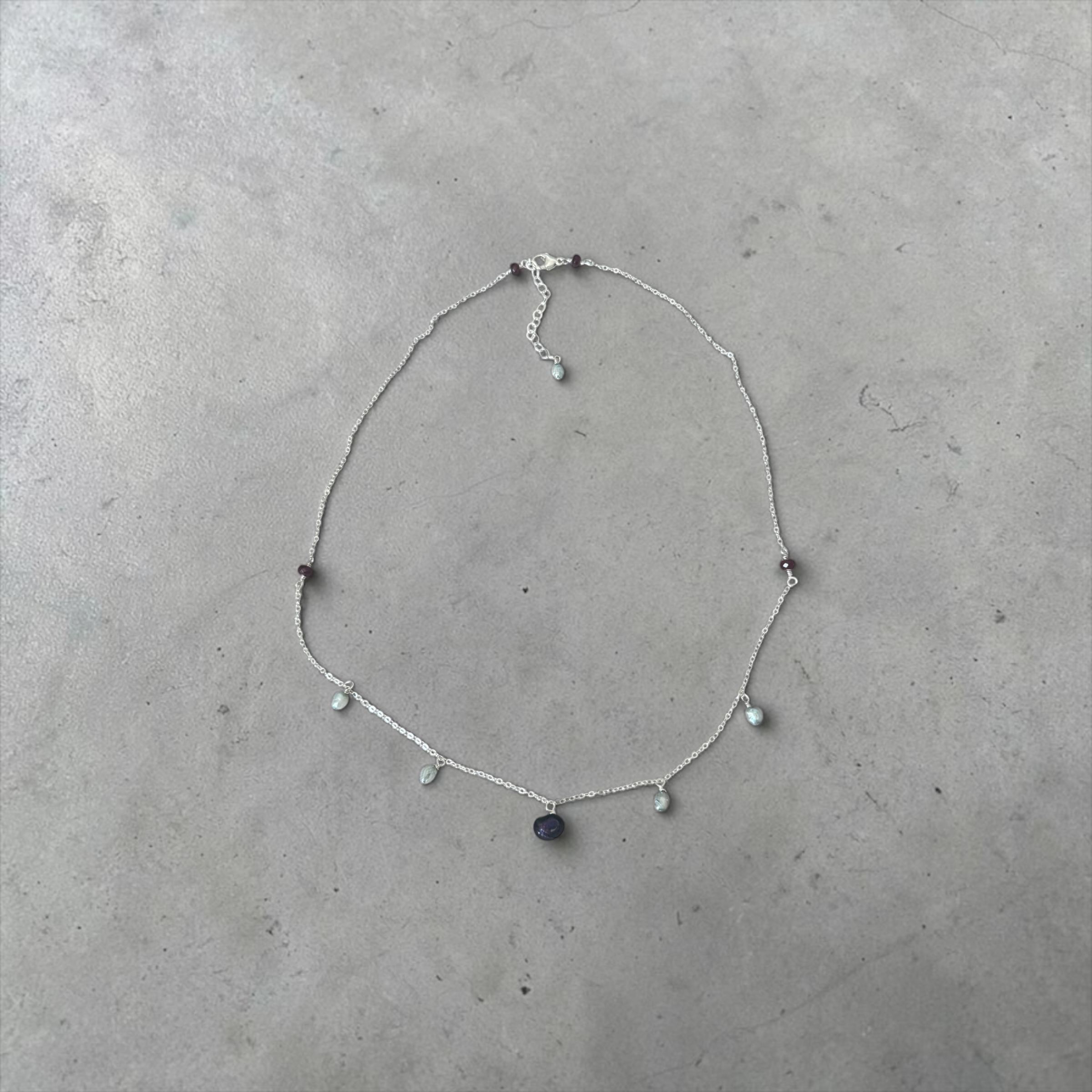 Nocturne Tide Pearl Necklace — Garnet Drift Edition