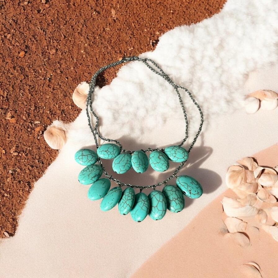 Turquoise Double-Strand Statement Necklace