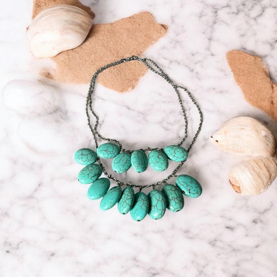 Turquoise Double-Strand Statement Necklace