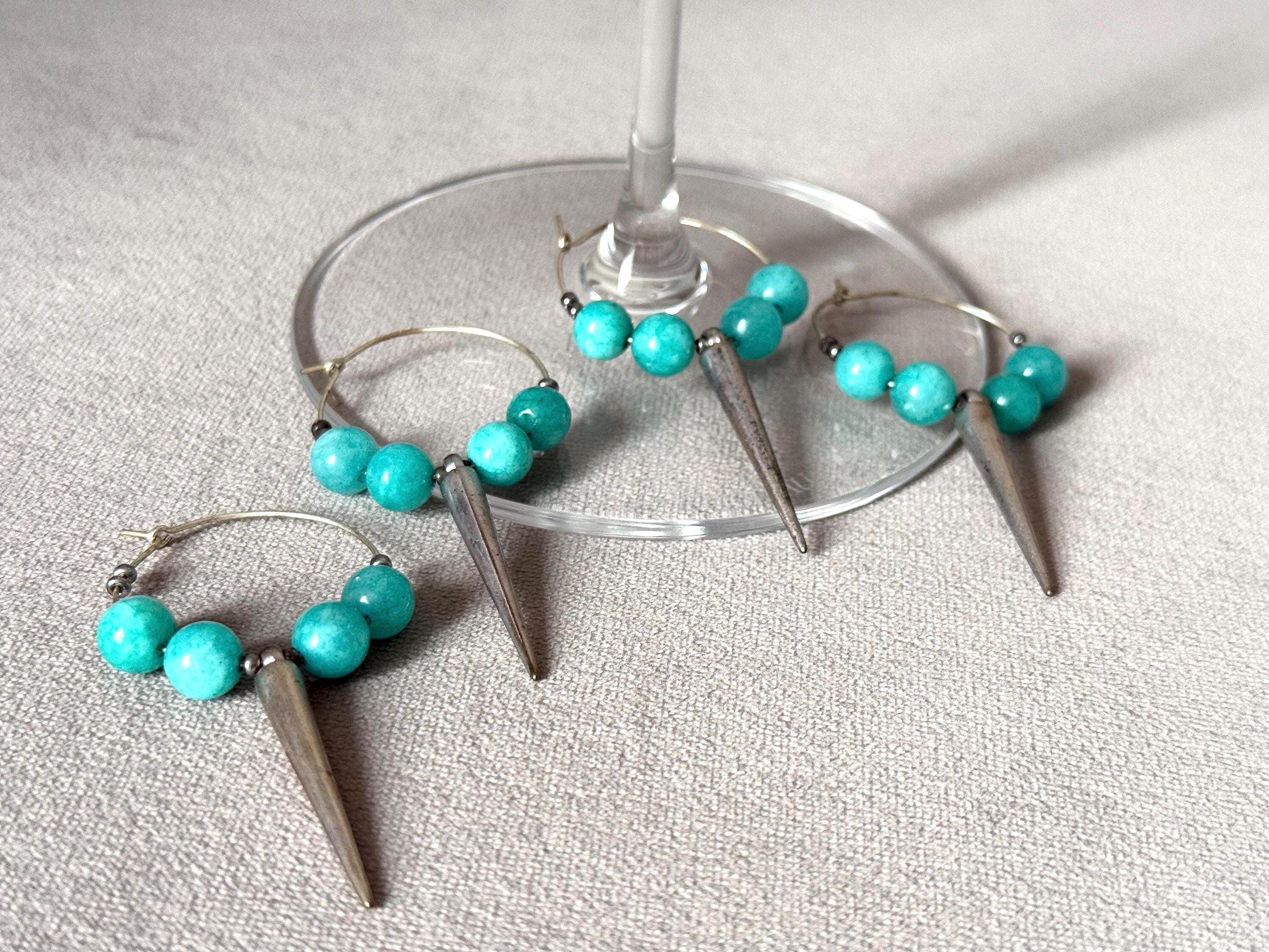 Turquoise Vice Wine Charm Set - Set of 4