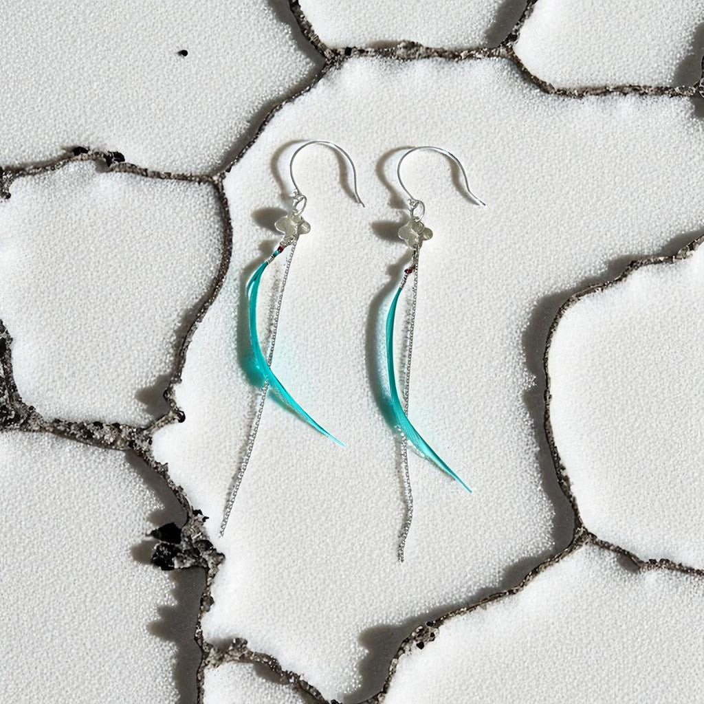Feathered Wisper Teal Earrings
