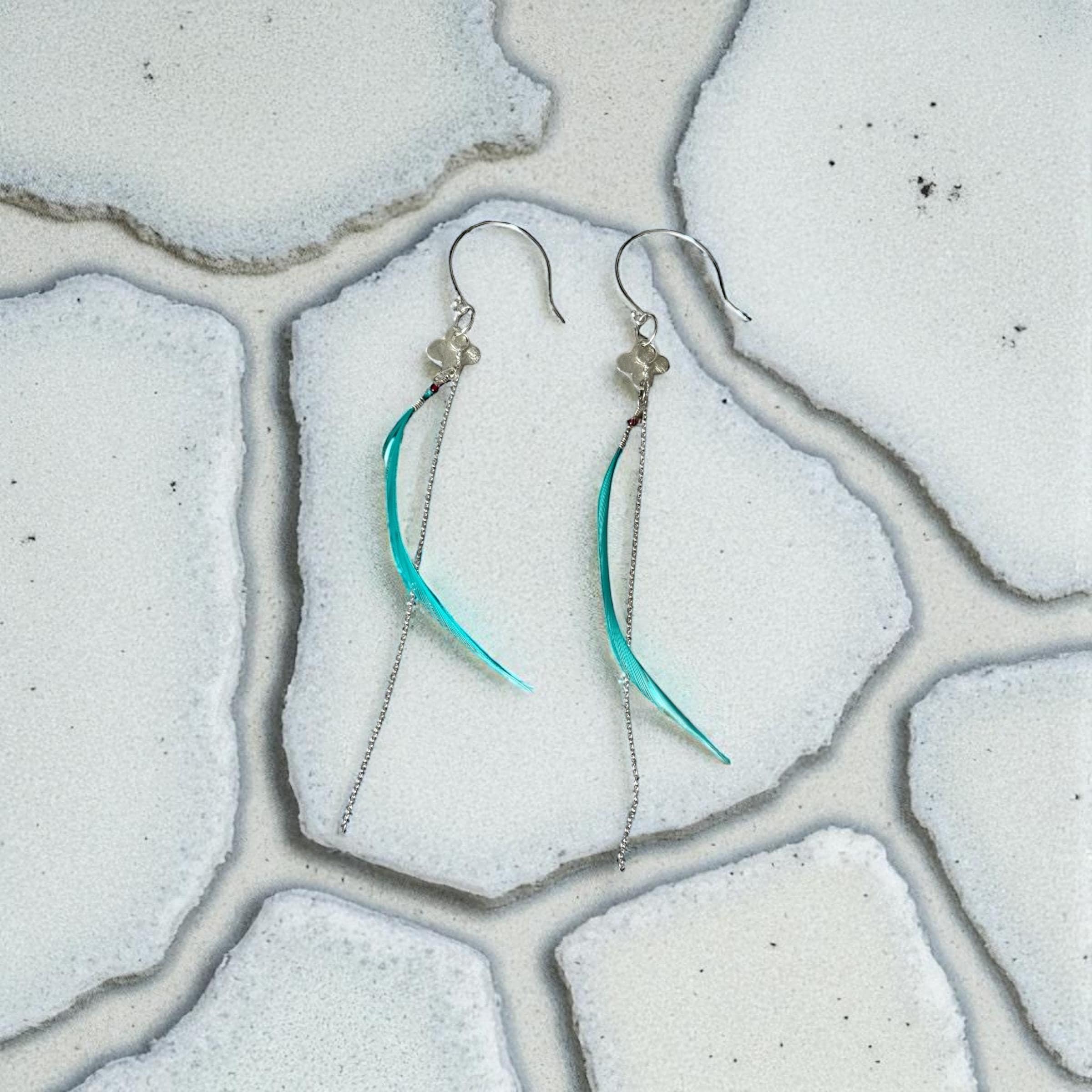 Feathered Wisper Teal Earrings