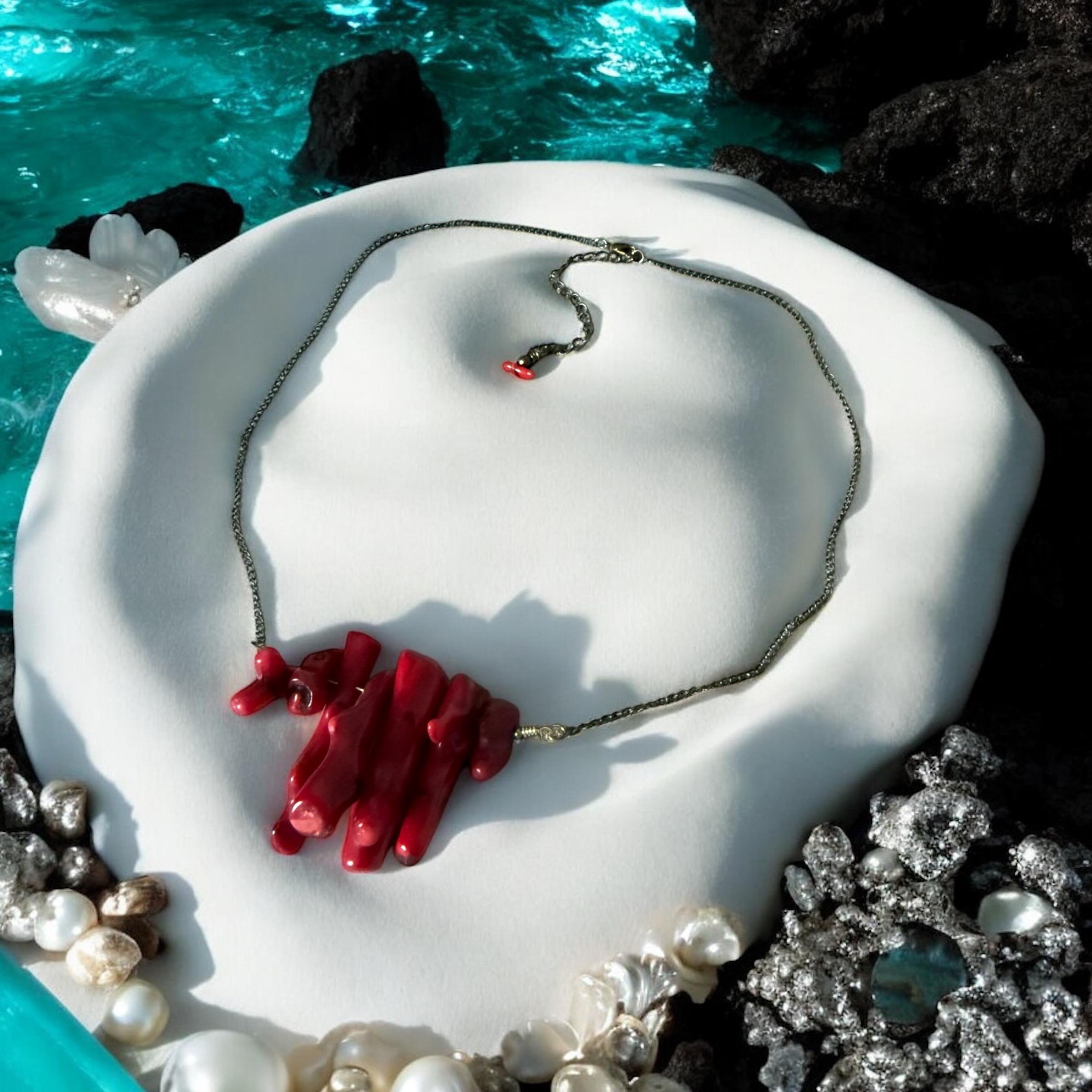 Chunky Crimson Current Coral Statement Necklace