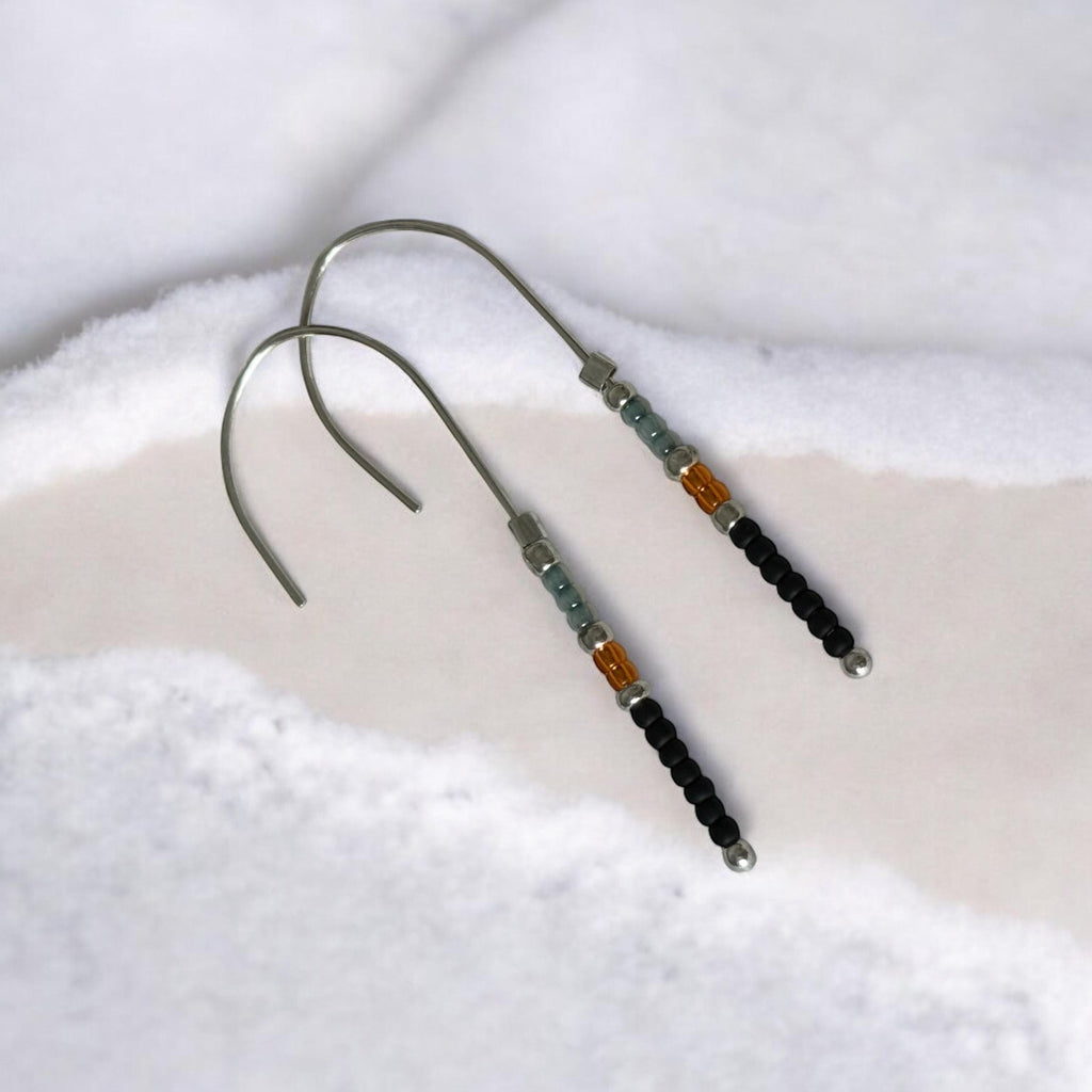 Midnight Current Hook Earrings – Molten Noir + Burnt Amber