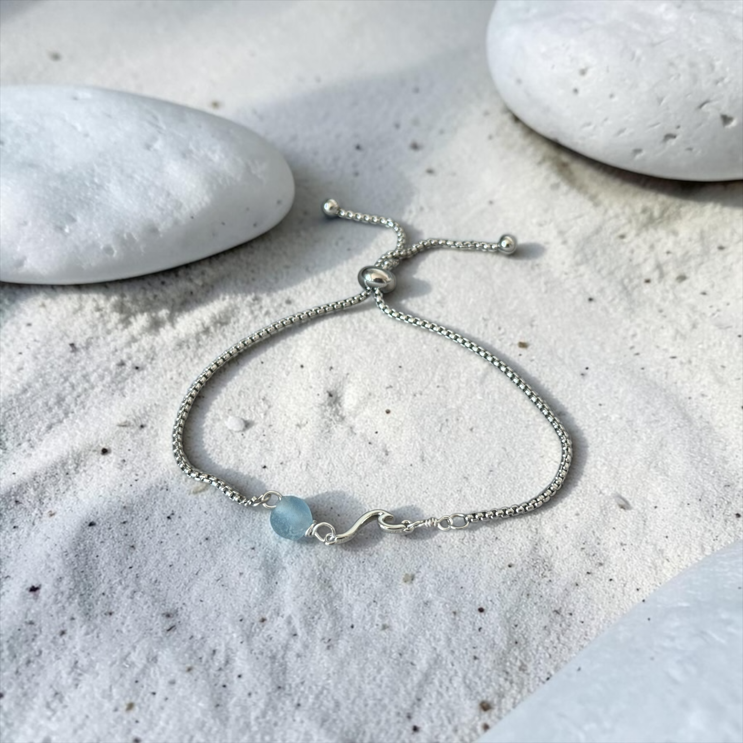 Glacial Tide Slider Bolo Bracelet — Coastal Silver Edition