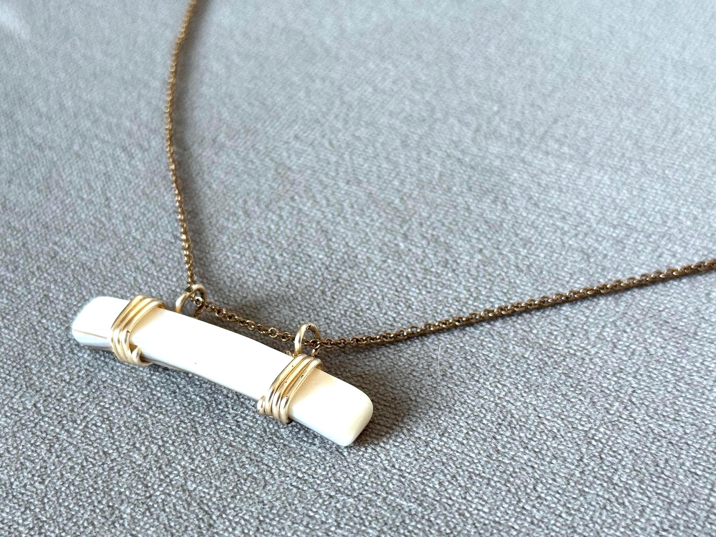 Tidebound Bar: Wrapped Pearl Pendant Necklace