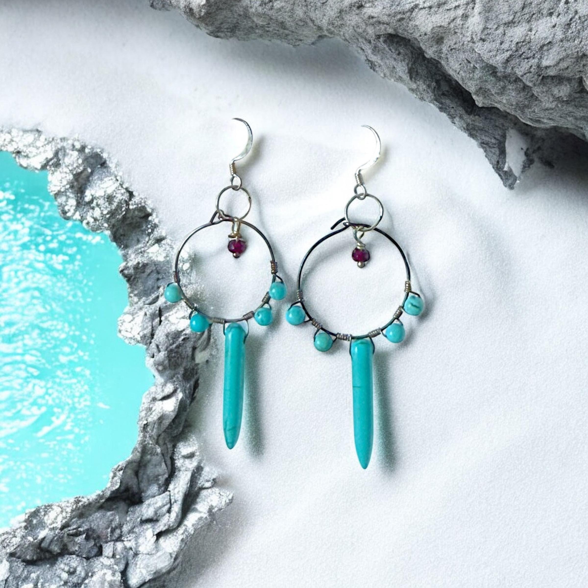 Electric Turquoise Tide Dagger Earrings