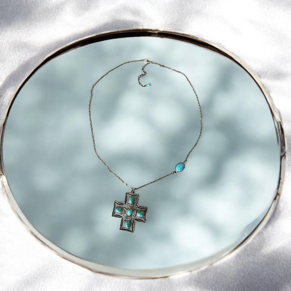 Celestial Vice: Cross Pendant in Turquoise Sky