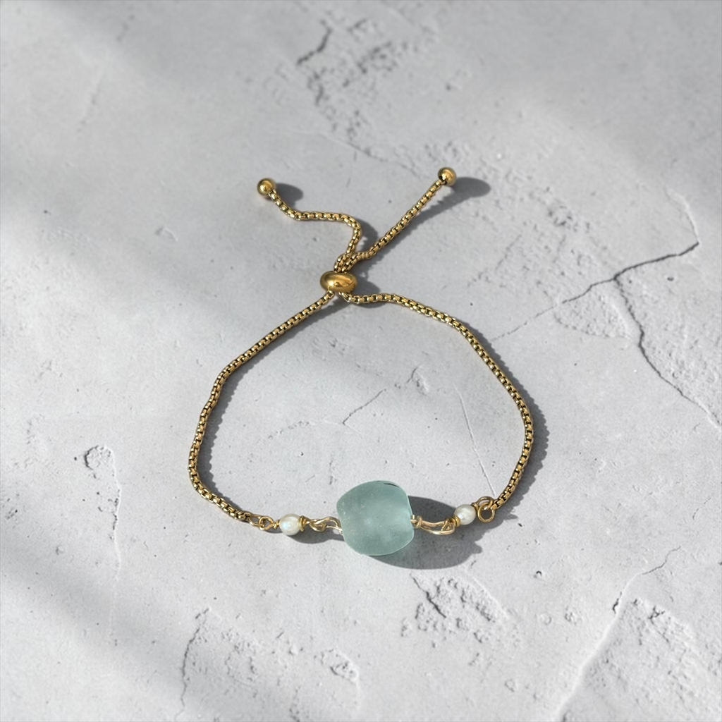 Seafoam Drift Slider Bolo Bracelet — Coastal Muse Collection