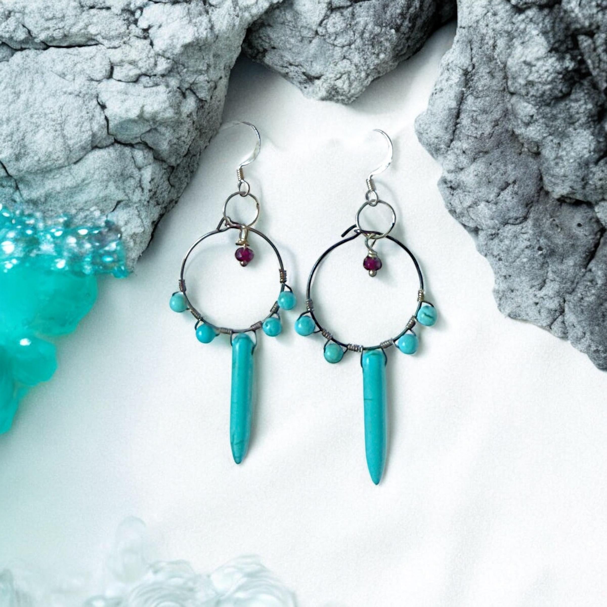 Electric Turquoise Tide Dagger Earrings