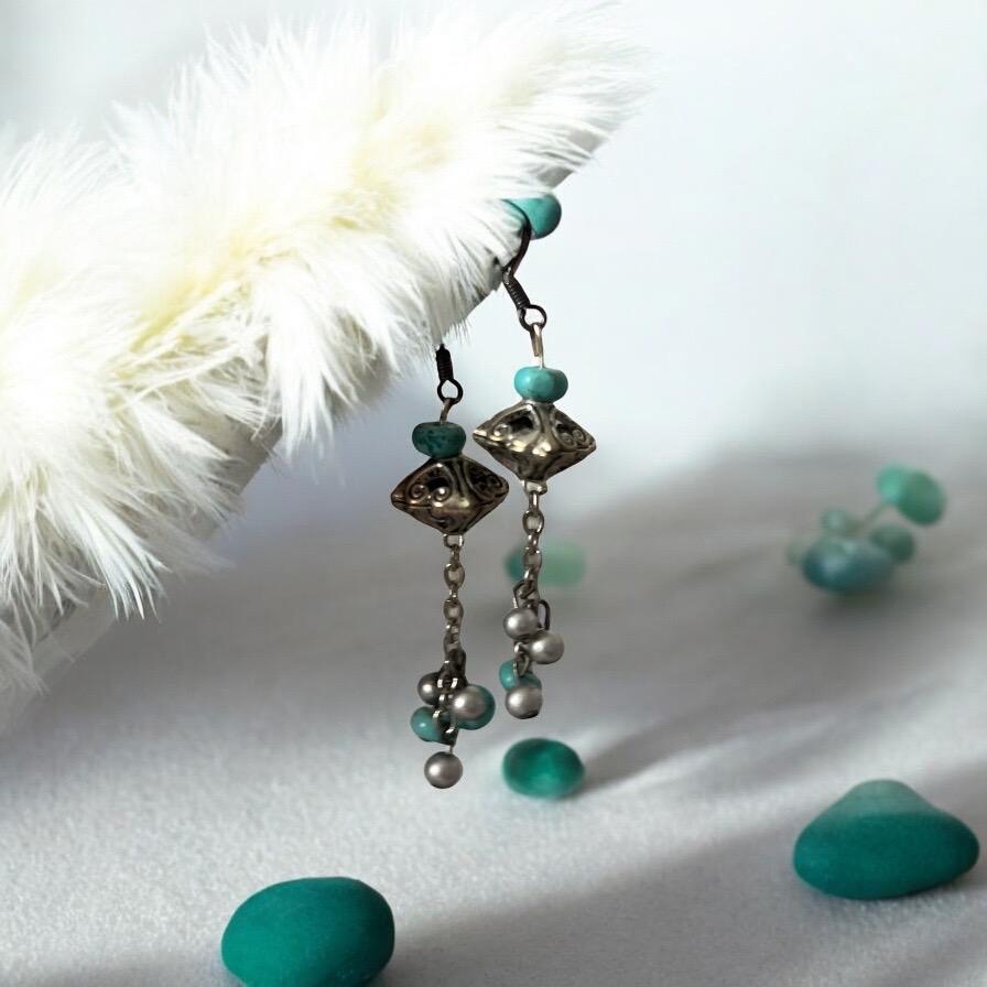 Turquoise Statement Chain Earrings