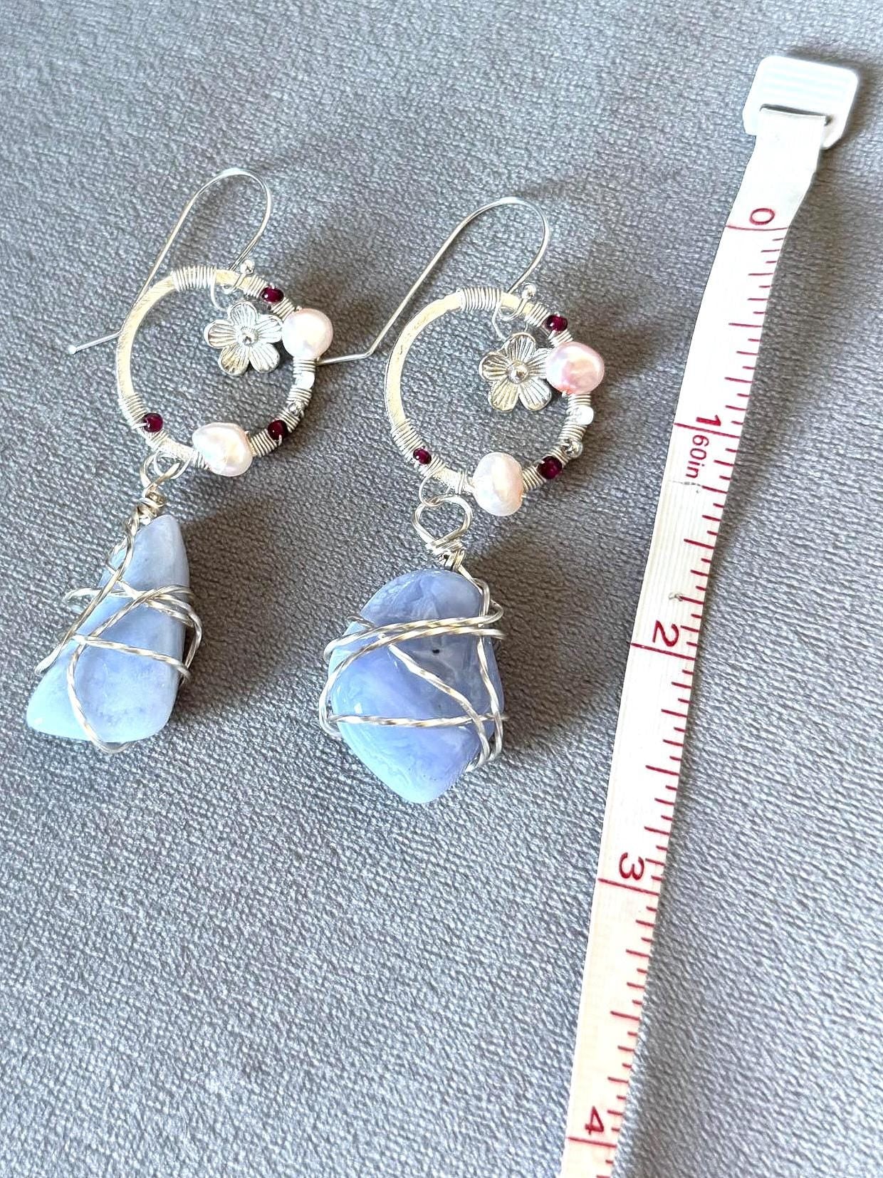 Twilight Bloom: Blue Lace Agate Earrings