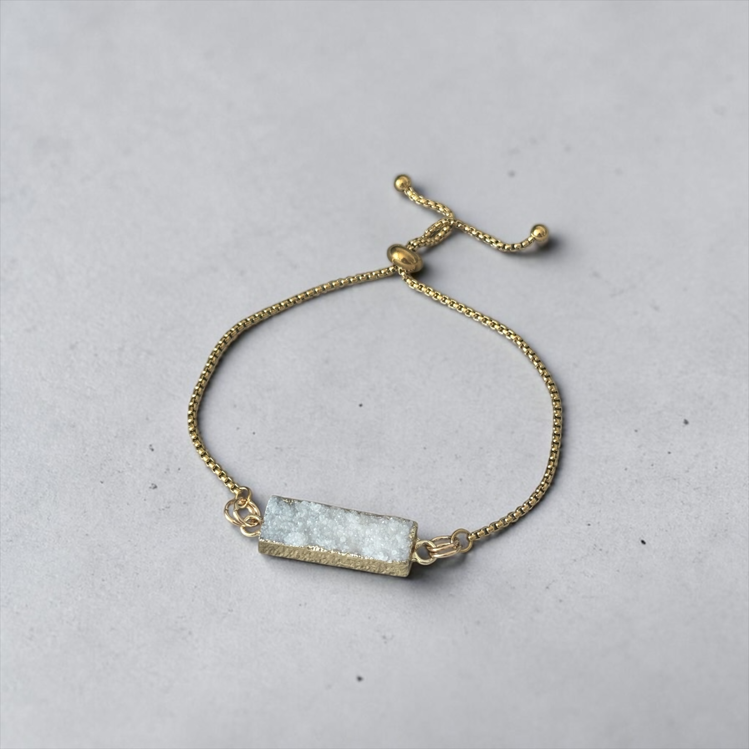 Radiant Crystal Bar Bolo Bracelet — Druzy Quartz