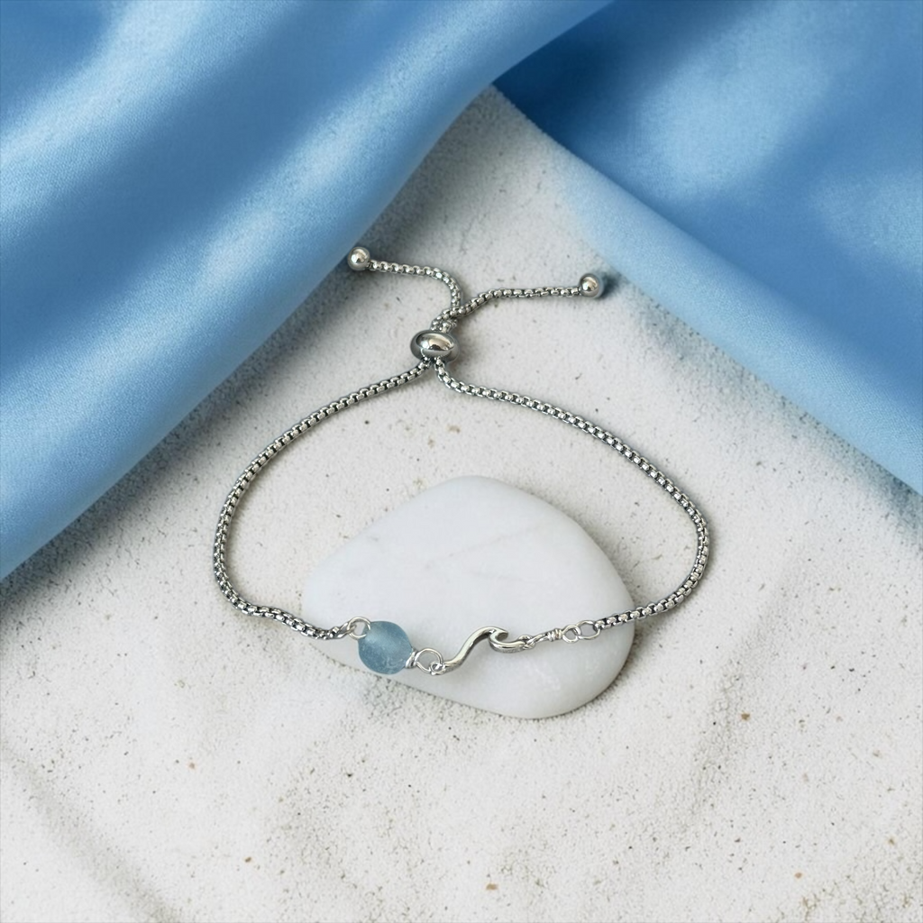 Glacial Tide Slider Bolo Bracelet — Coastal Silver Edition