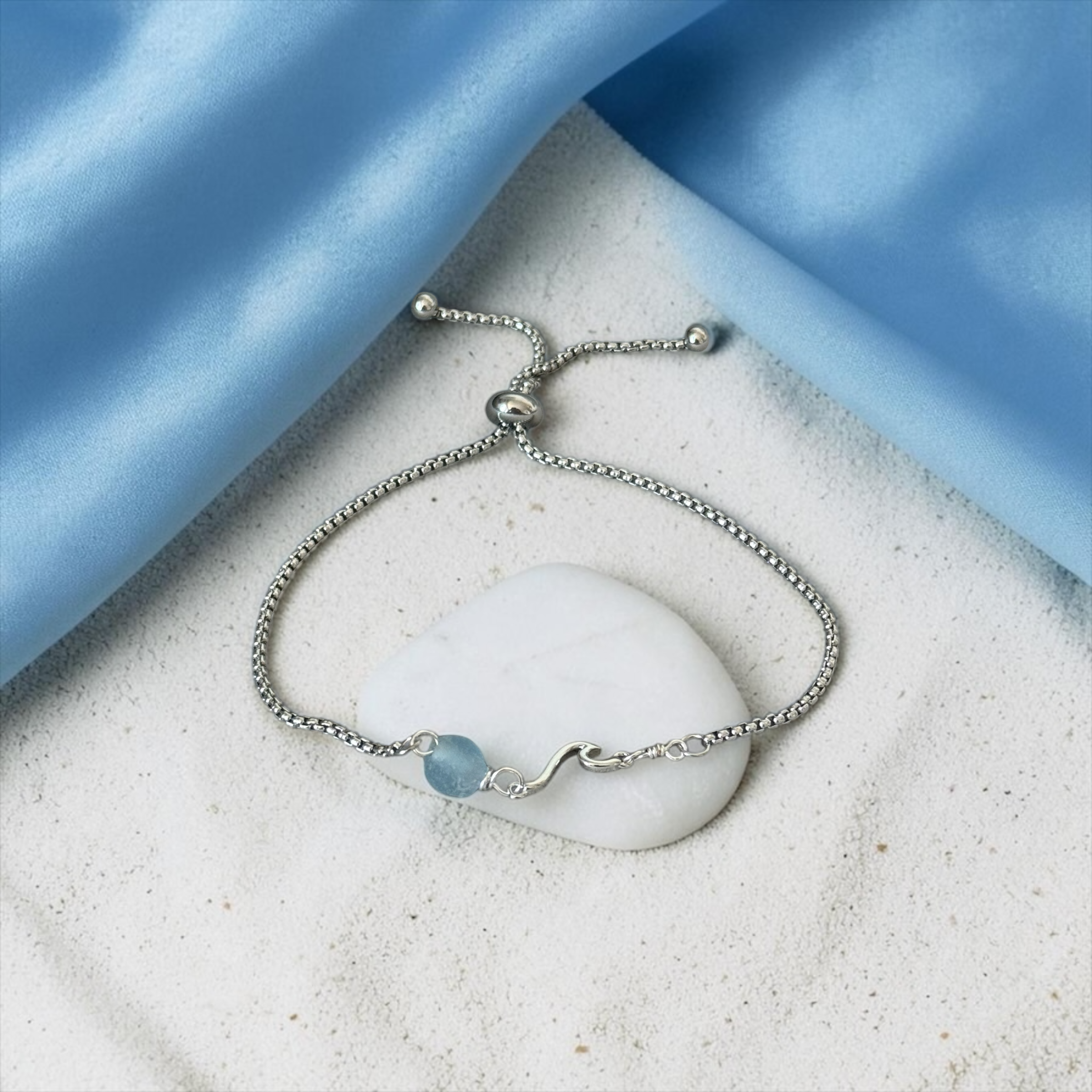Glacial Tide Slider Bolo Bracelet — Coastal Silver Edition