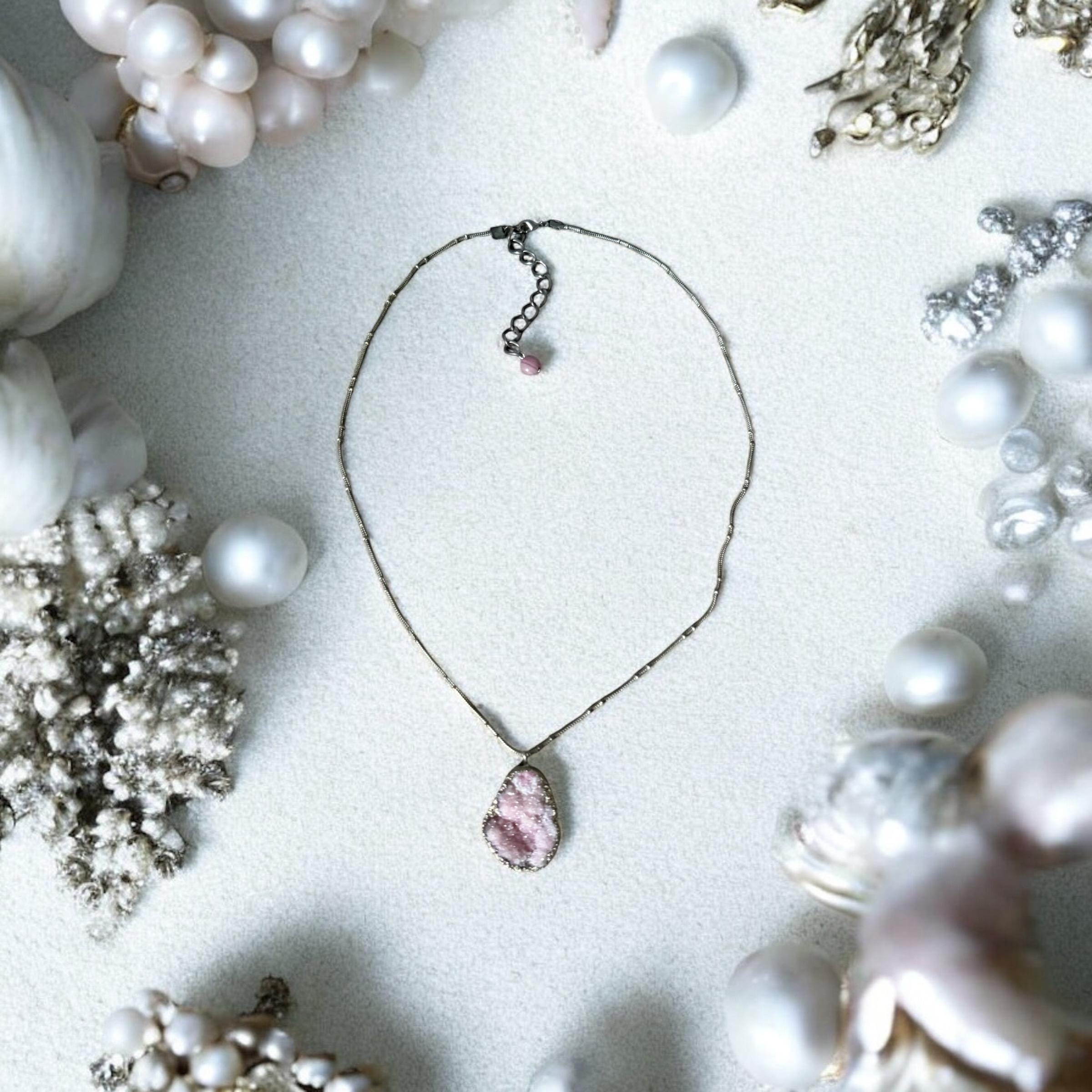 Blush Shard Crystal Ore Pendant Necklace