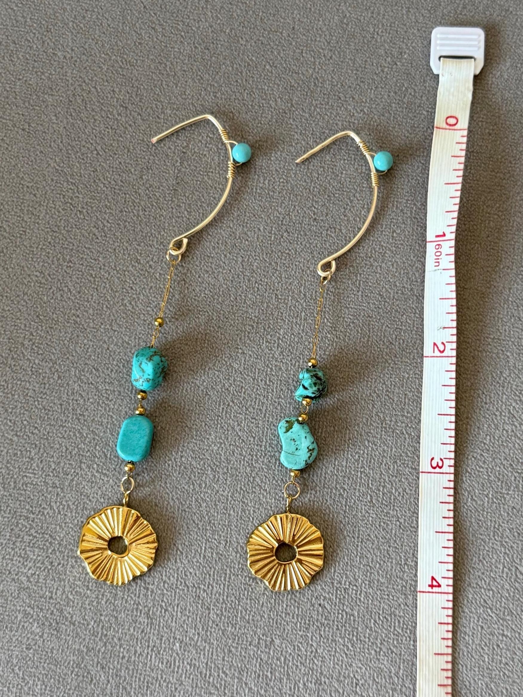 Golden Horizon Turquoise Drop Earrings