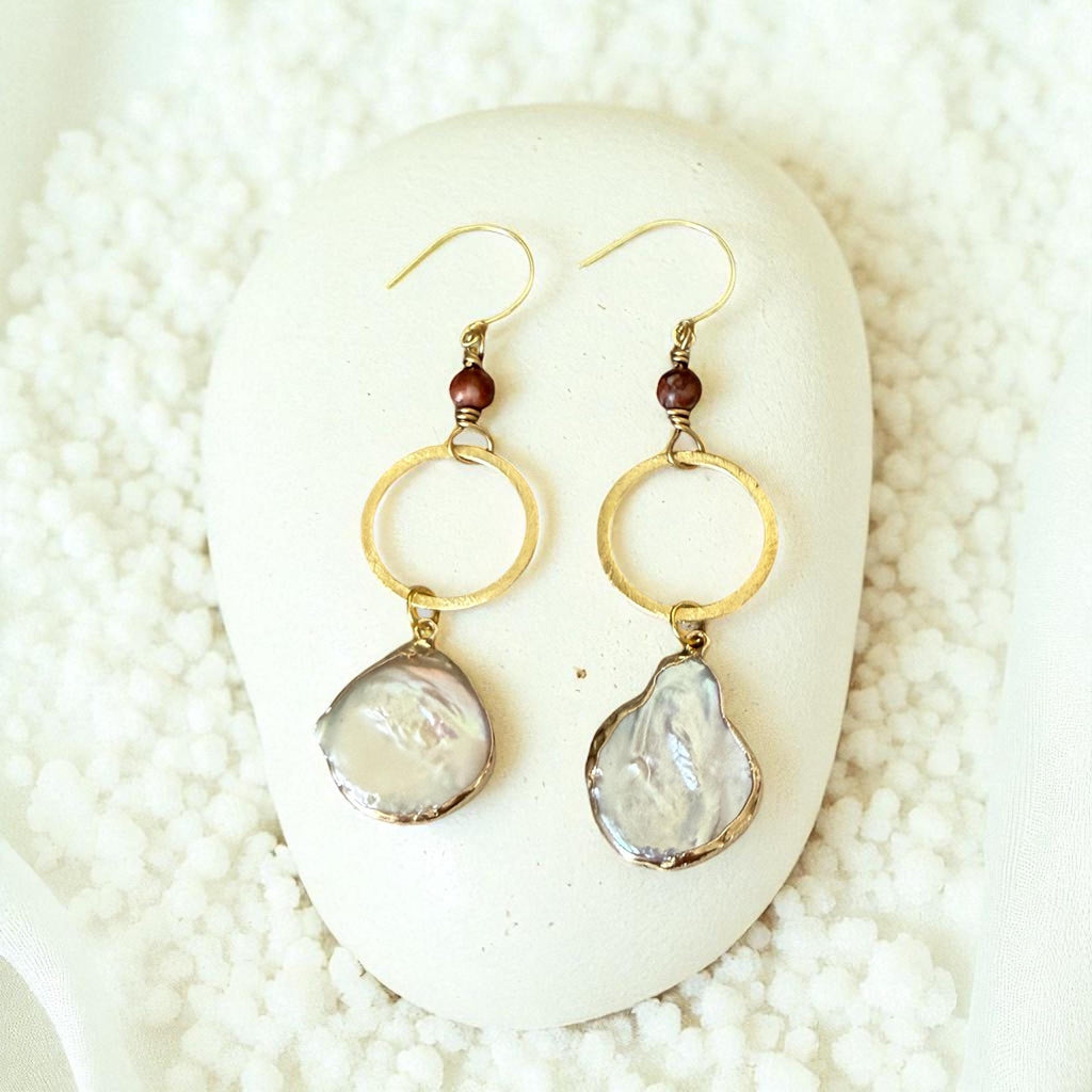 Gilded Tide Drop Pearl Earrings