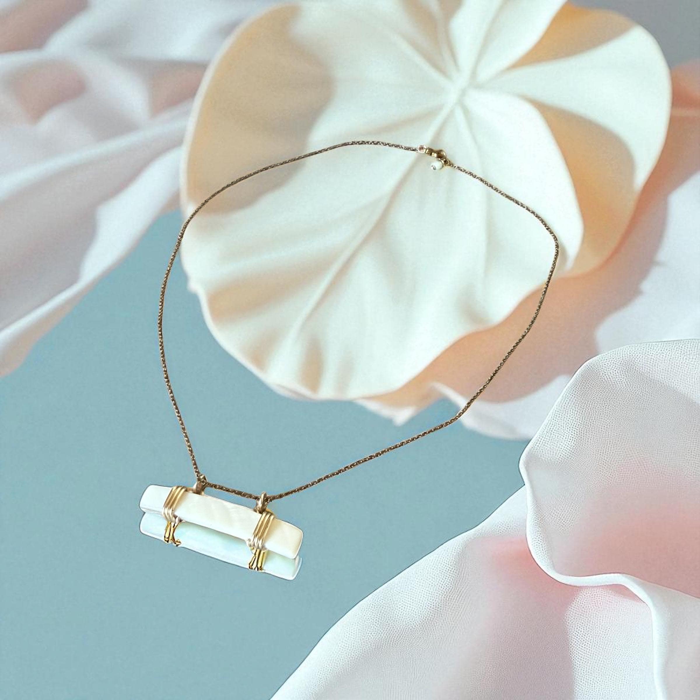 Tidebound Bar: Wrapped Pearl Pendant Necklace