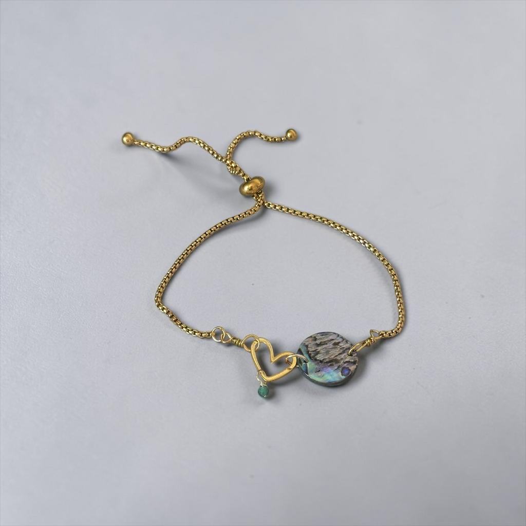 Ocean Reverie Heart Slider Bolo Bracelet — Abalone Muse