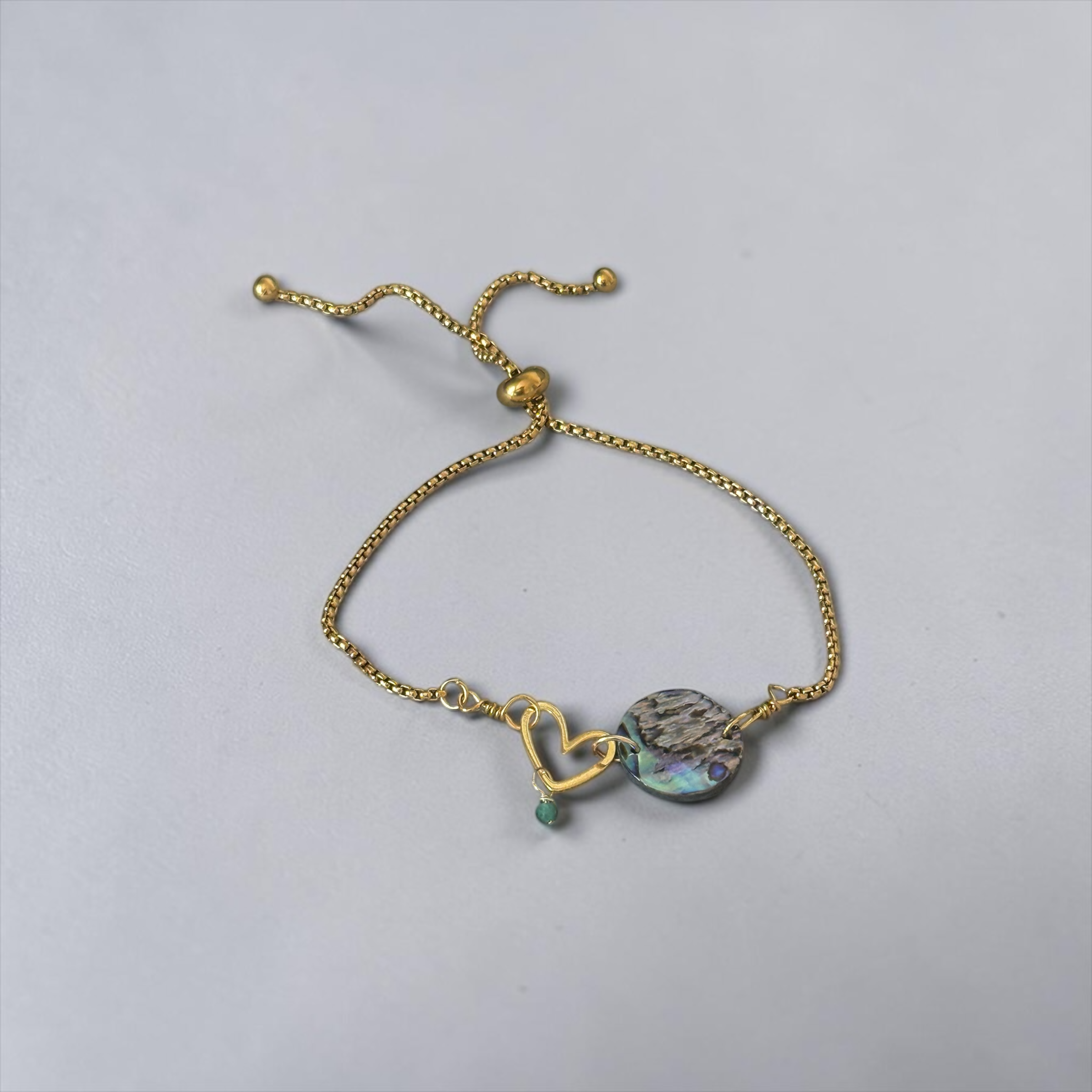 Ocean Reverie Heart Slider Bolo Bracelet — Abalone Muse