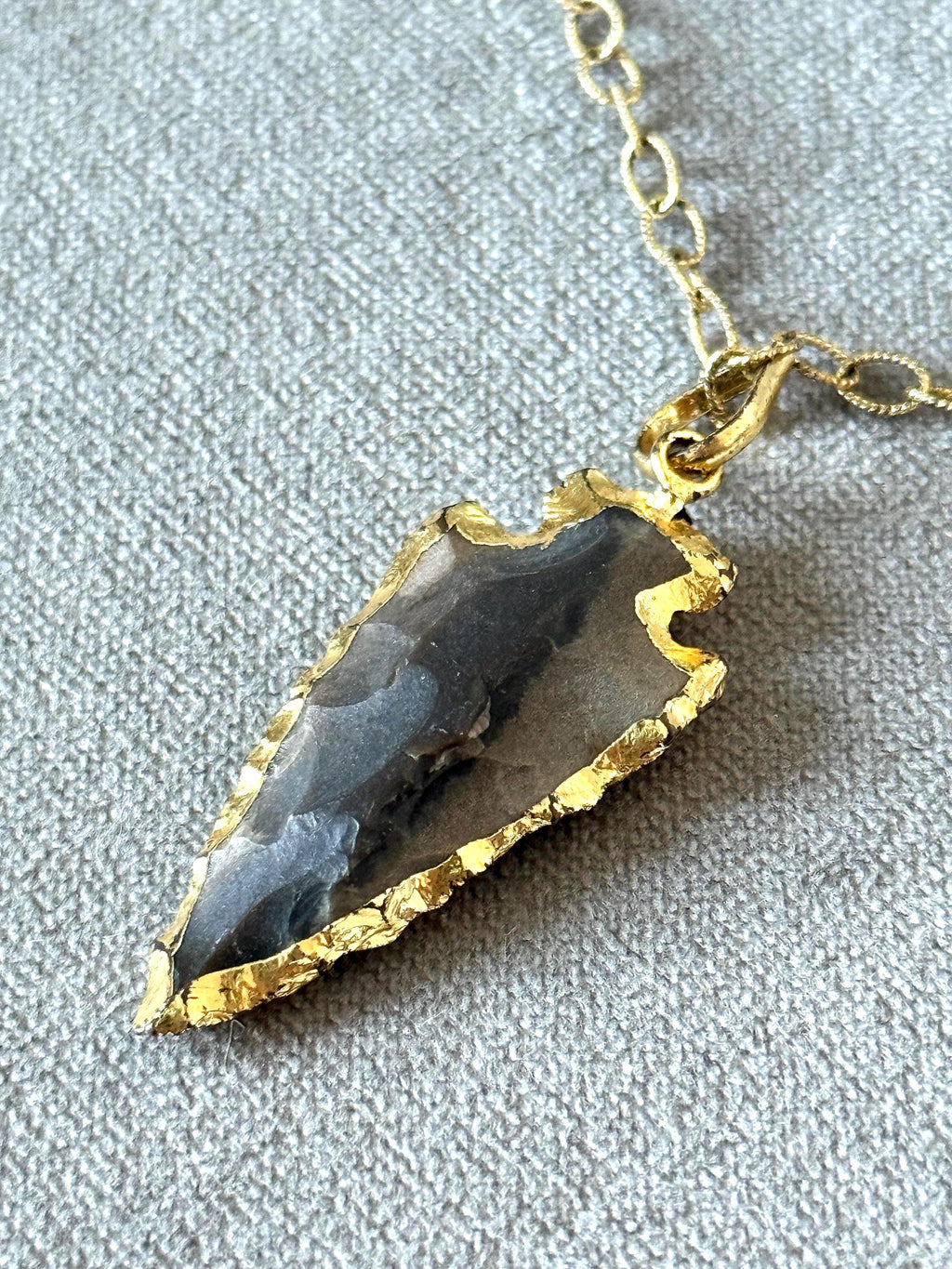 Obsidian Blade: Gilded Arrowhead Necklace