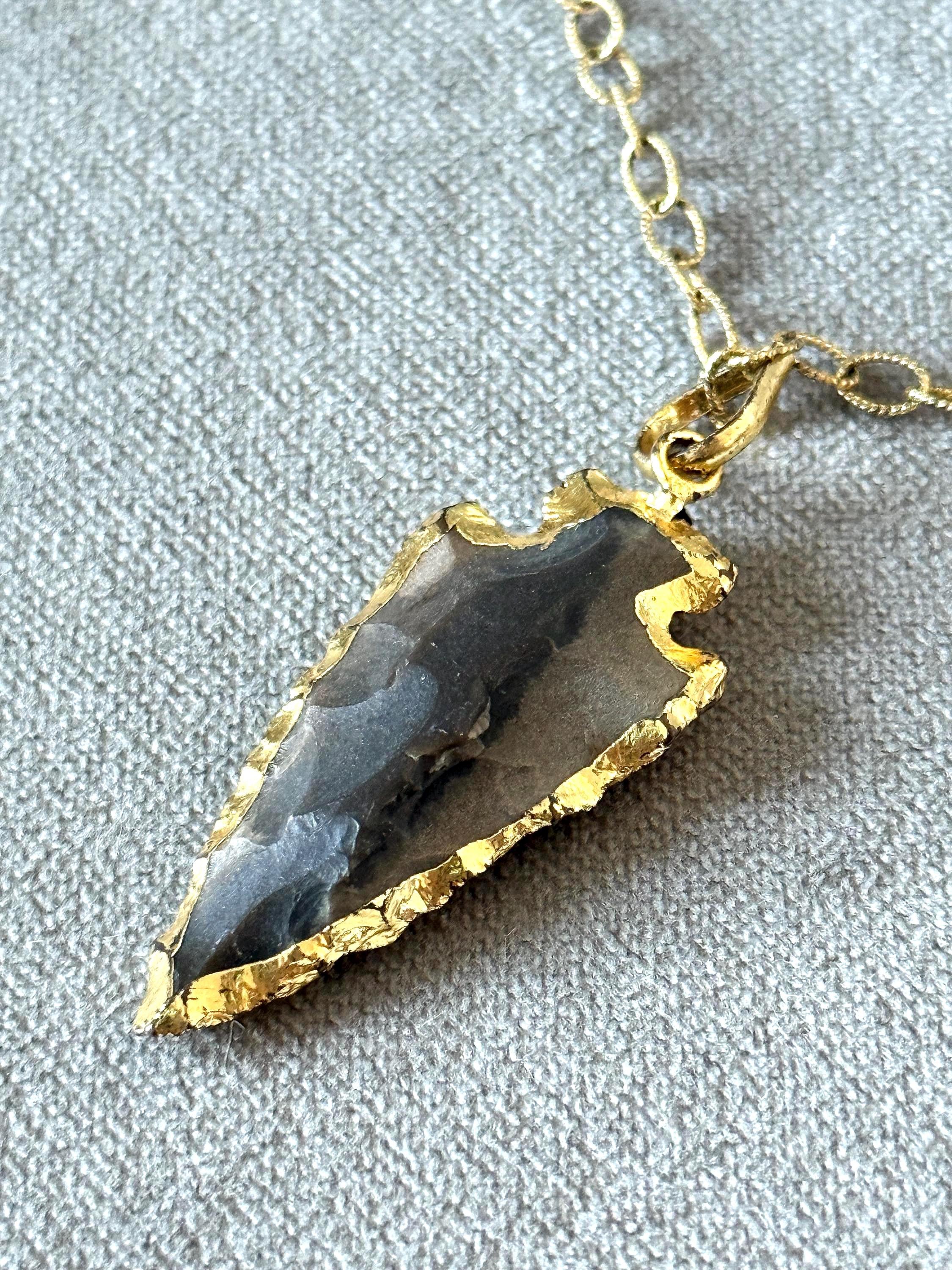 Obsidian Blade: Gilded Arrowhead Necklace