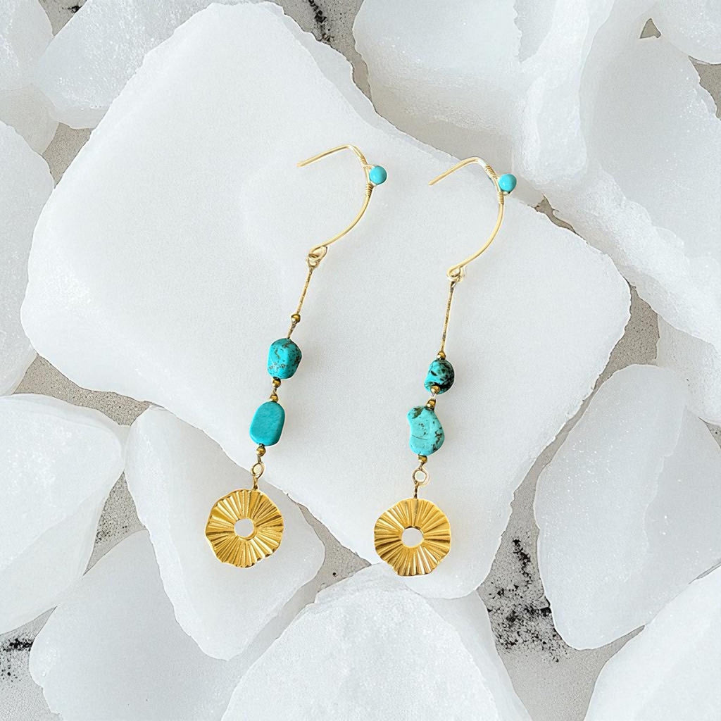 Golden Horizon Turquoise Drop Earrings