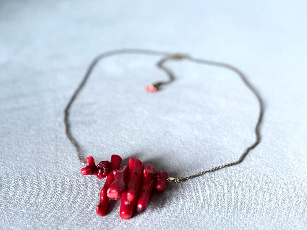 Chunky Crimson Current Coral Statement Necklace