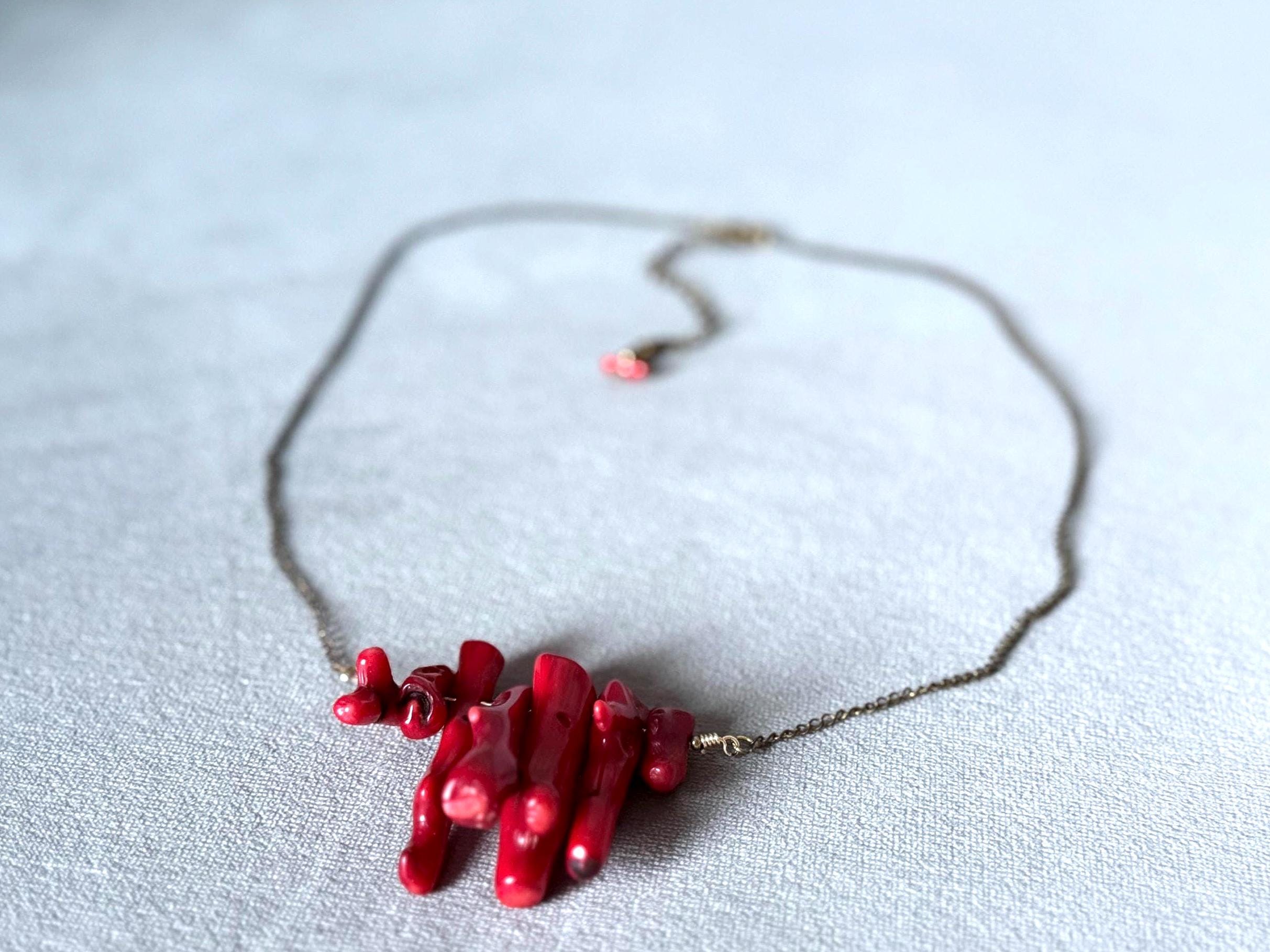 Chunky Crimson Current Coral Statement Necklace