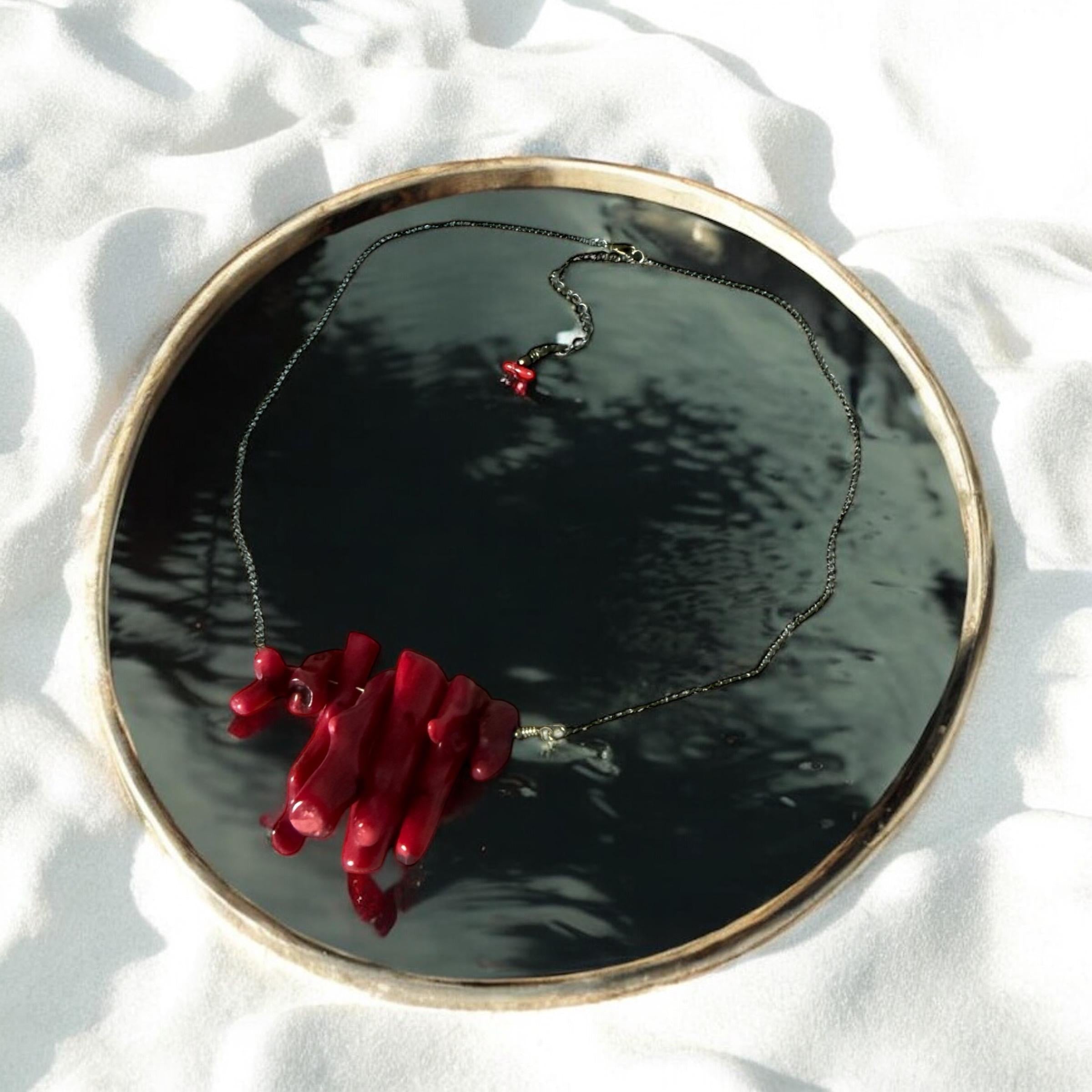 Chunky Crimson Current Coral Statement Necklace