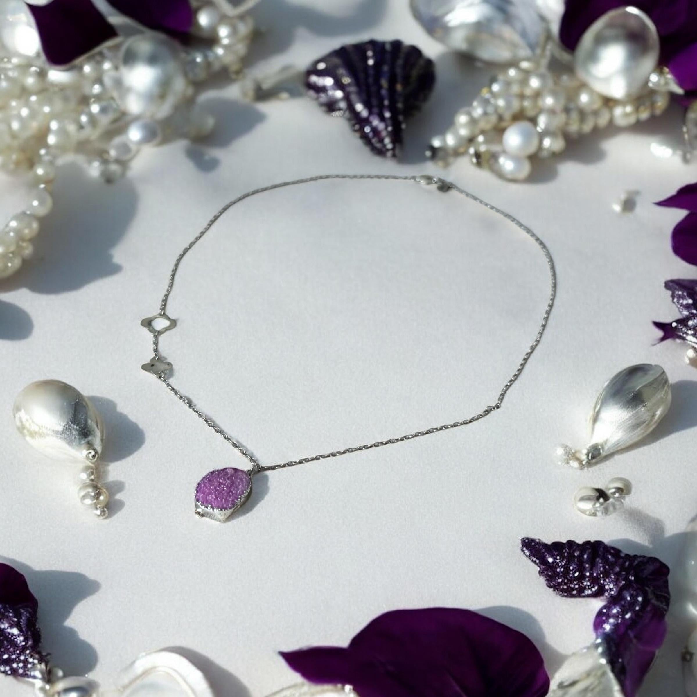 Violet Vein Ore Fossil Necklace