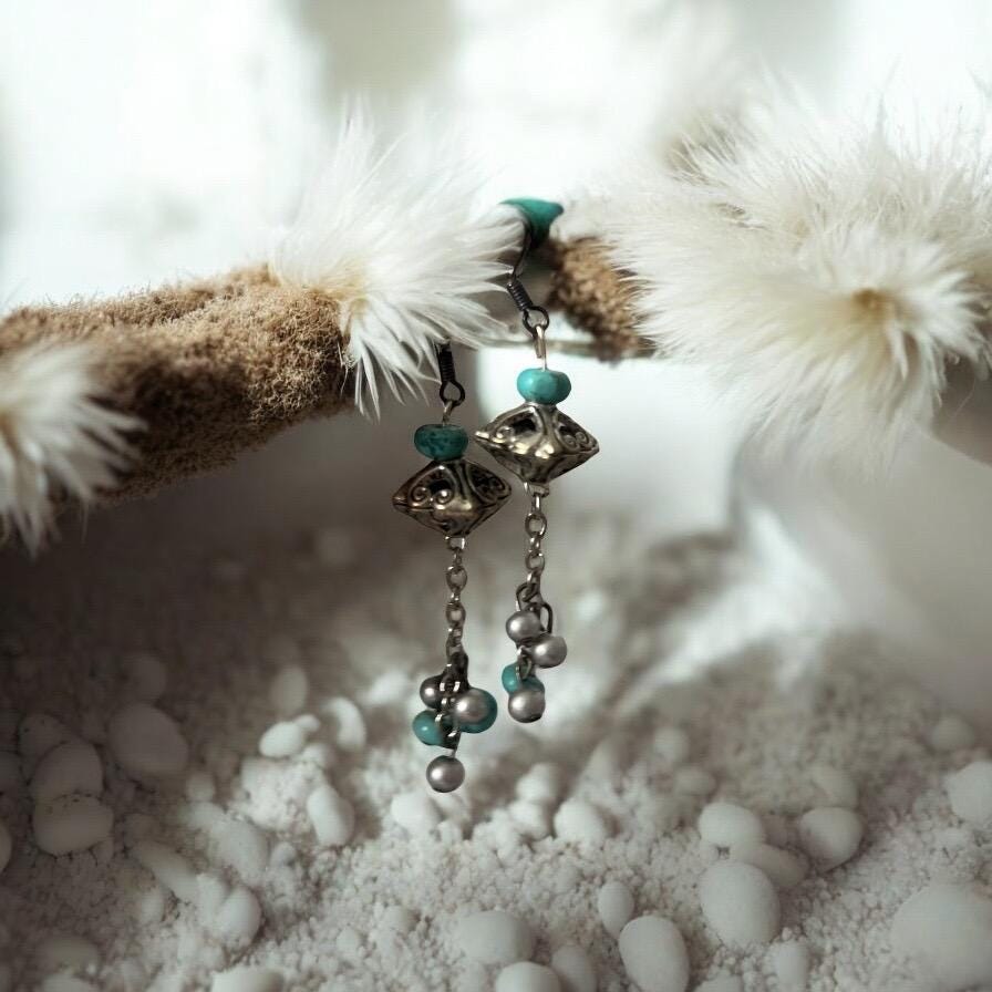 Turquoise Statement Chain Earrings