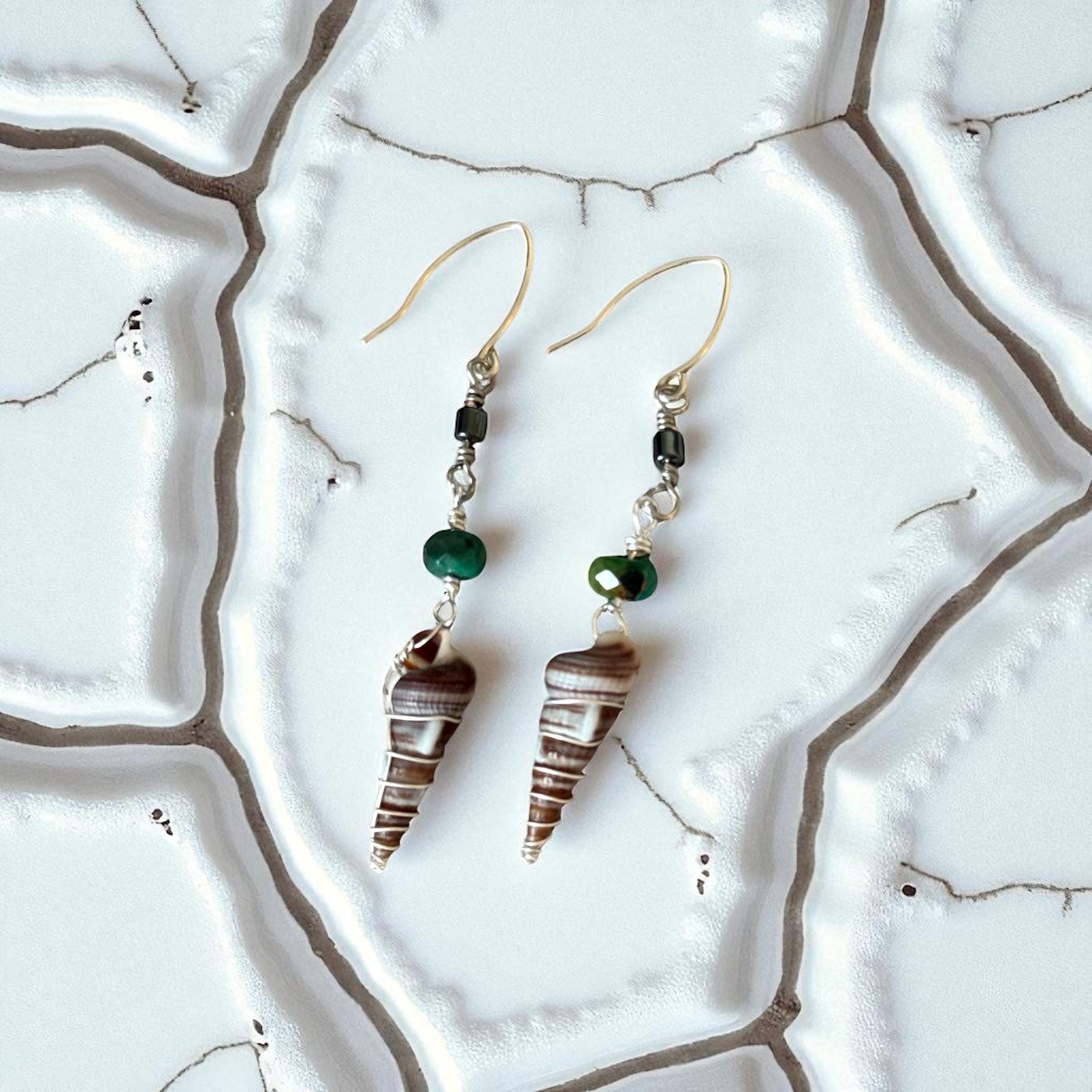 Twisted Metal Hawaiian Shell Earrings