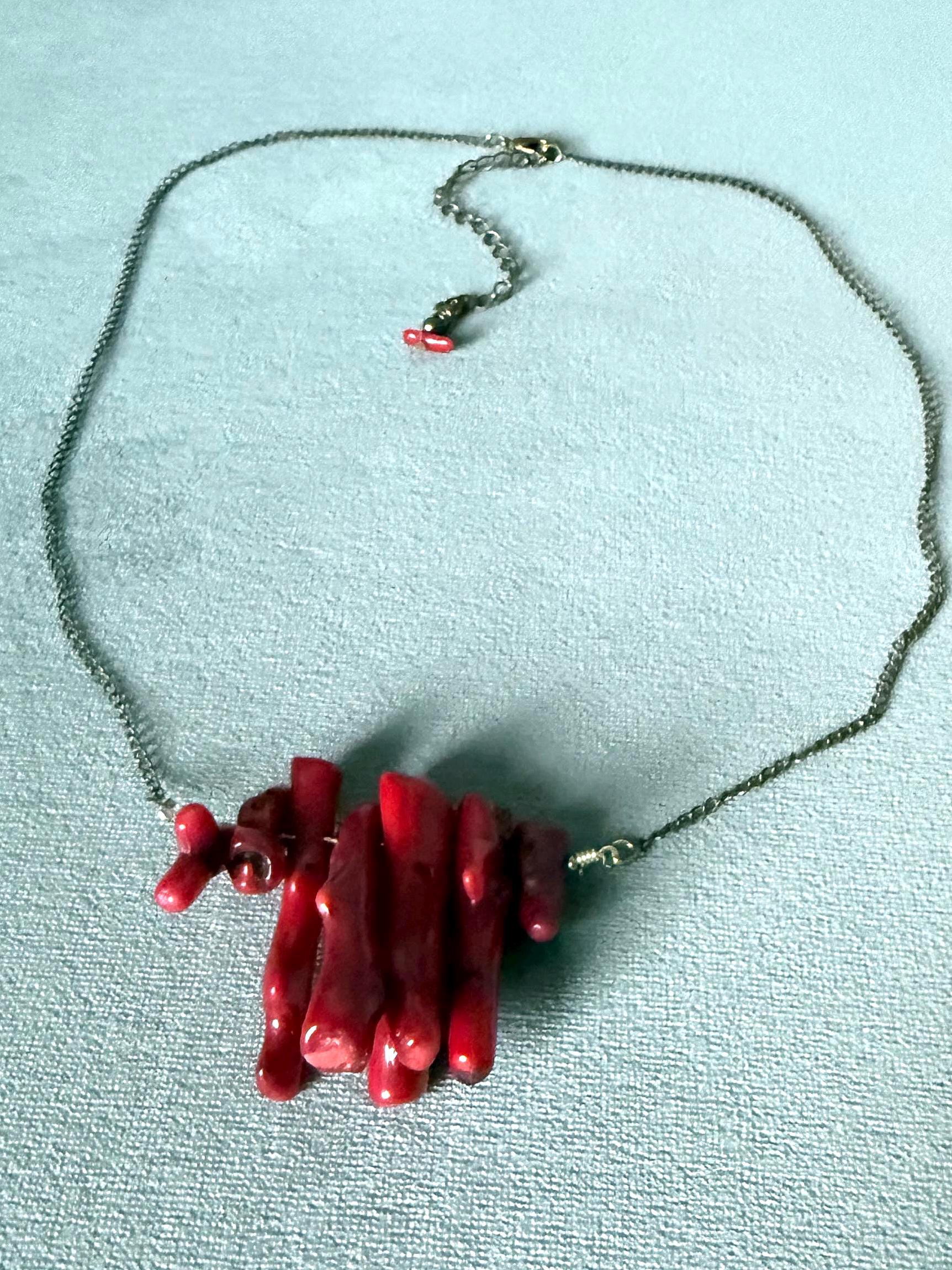 Chunky Crimson Current Coral Statement Necklace
